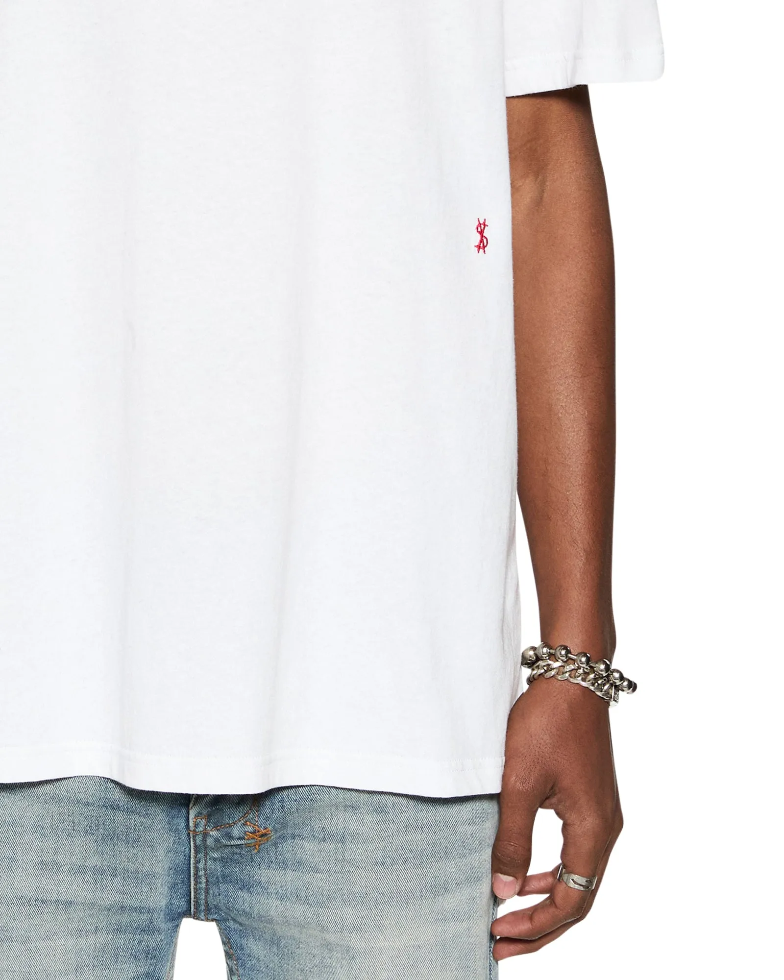 Seam Free Shoulders Self Fabric Tape 4X4 BIGGIE SS TEE WHITE/RED