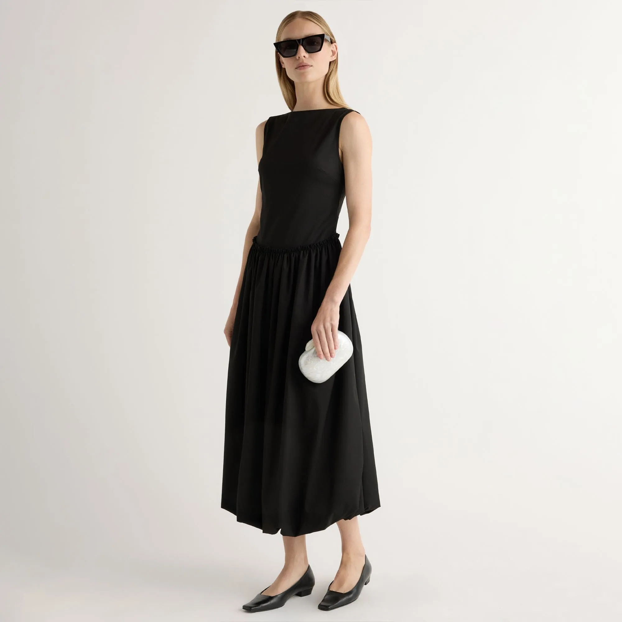 Ambretta Drop-Waist Bubble Dress Lace-Trim