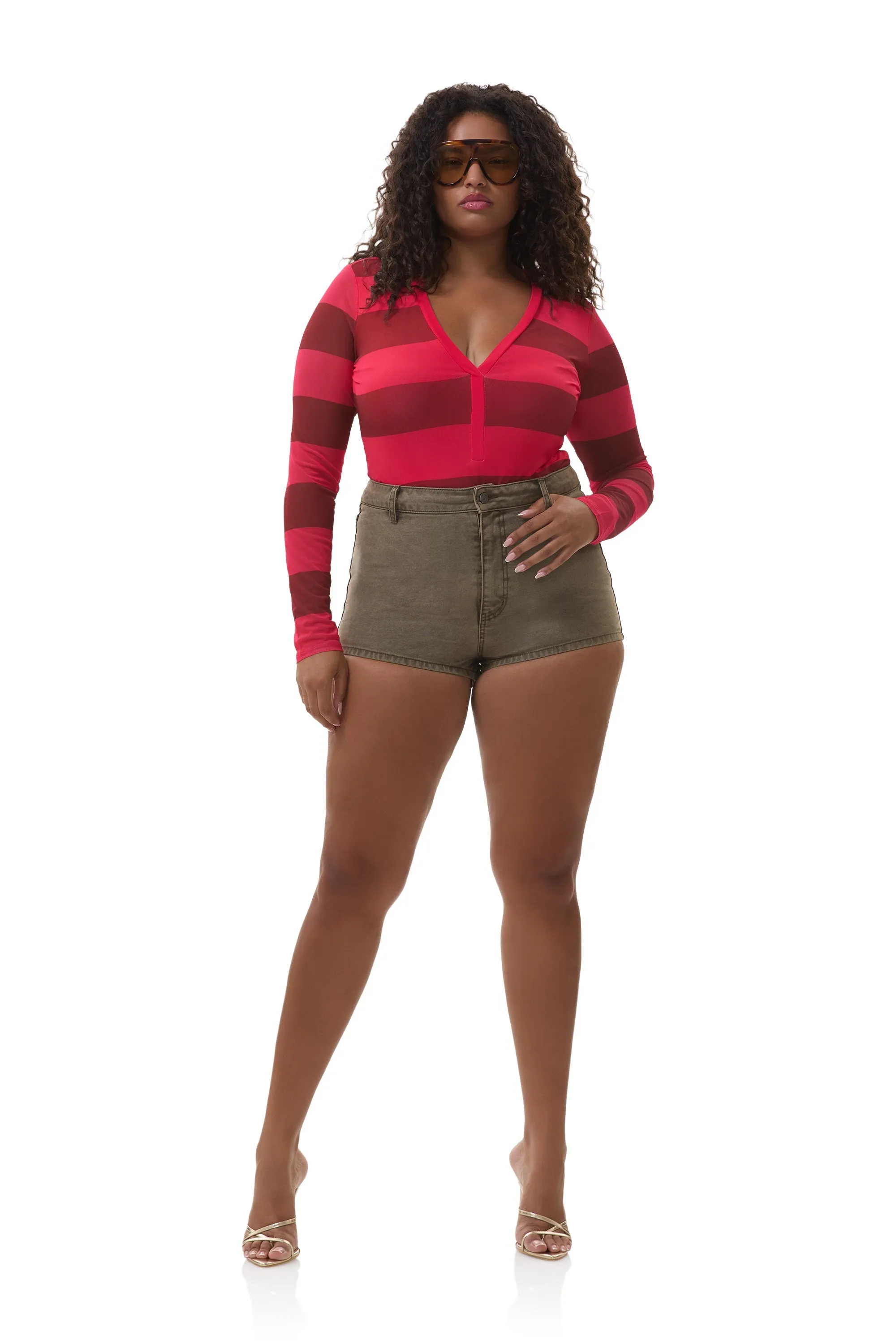 DurableCollarStays ErgonomicShape Harris Bodysuit - Strawberry Stripe