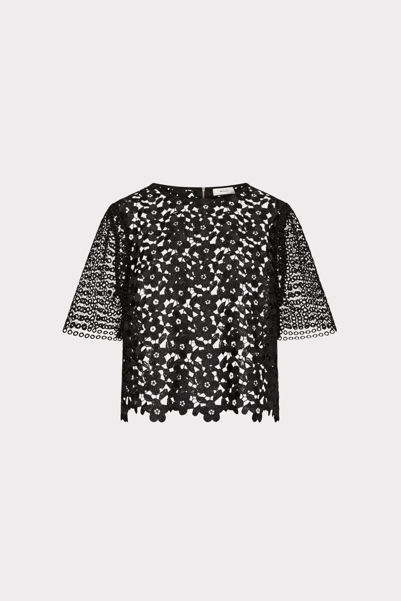 Noise Reduced Zipper Floral Geo Combo Lace Top