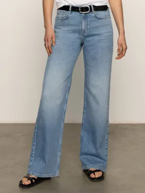 DurableBartack Non Binding Waist Ekara Slim Wide Semi High Rise Jeans Light