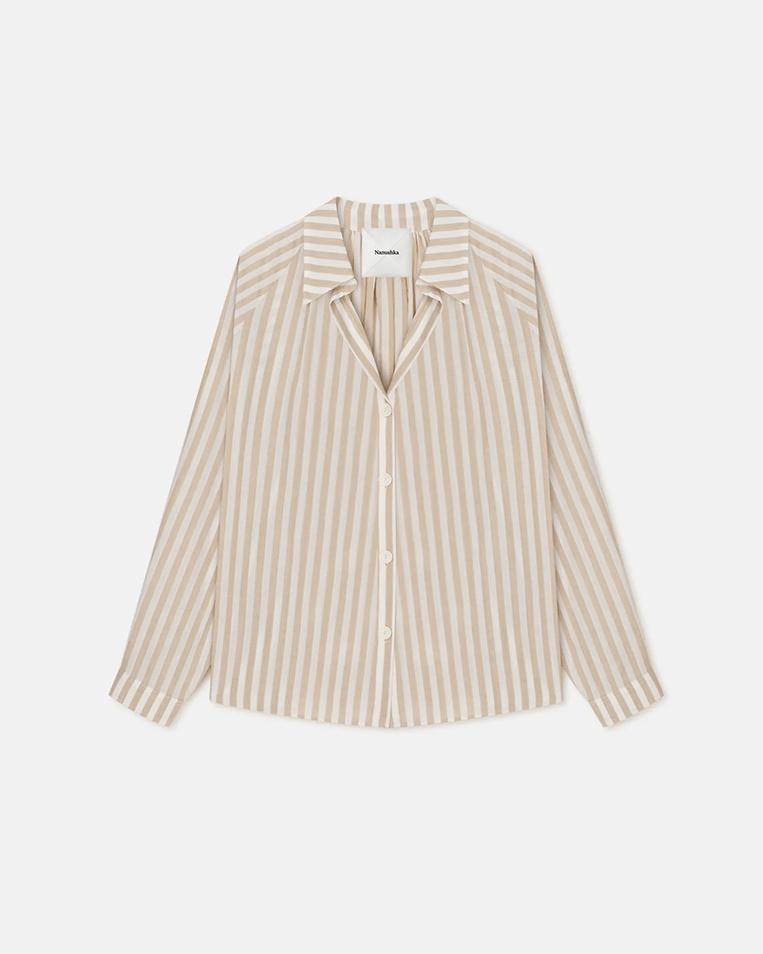 Ada - Striped Linen Shirt - Beige Holiday Wear Soft Layers