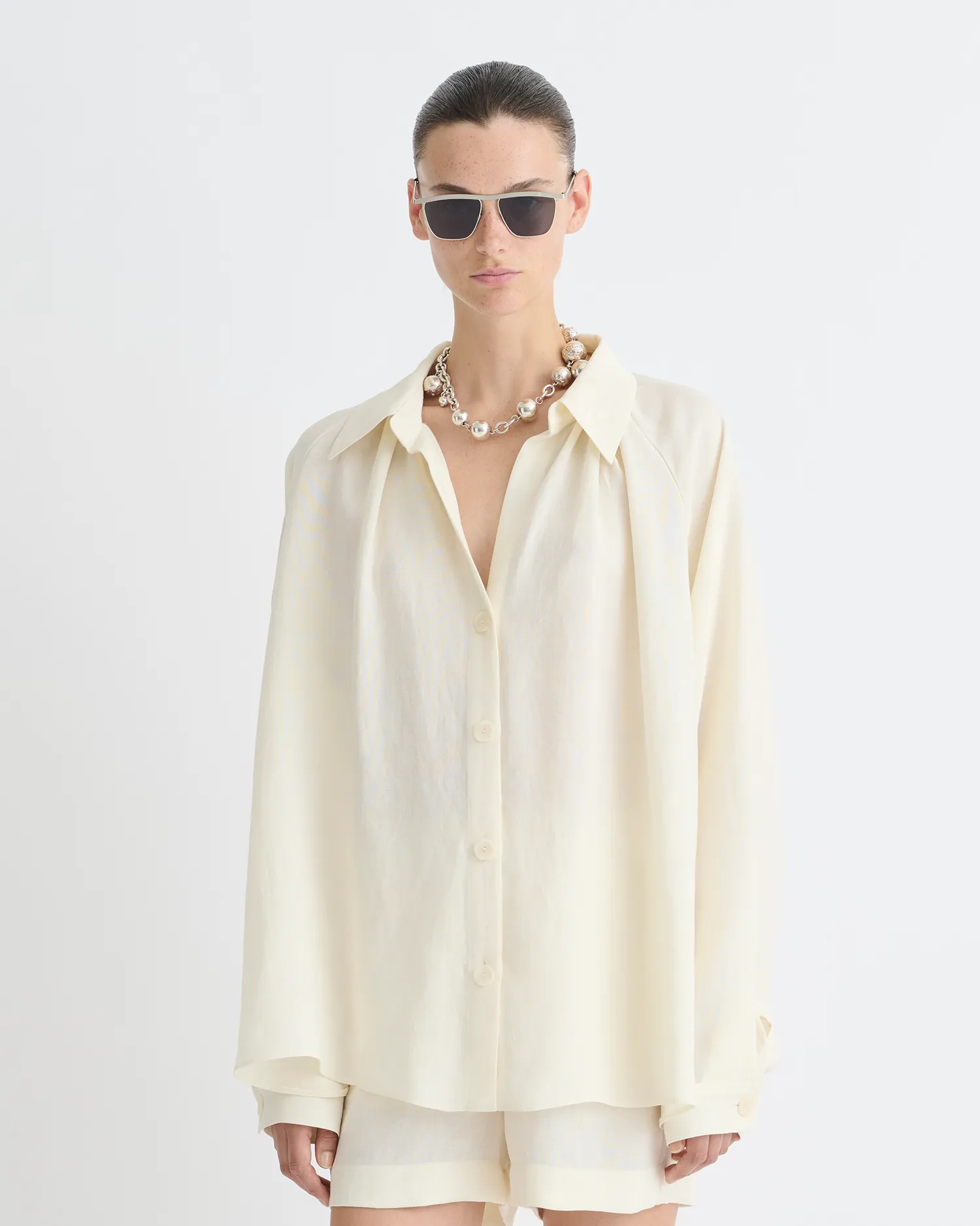 Ada - Tech Linen Shirt - Creme Warm Layer