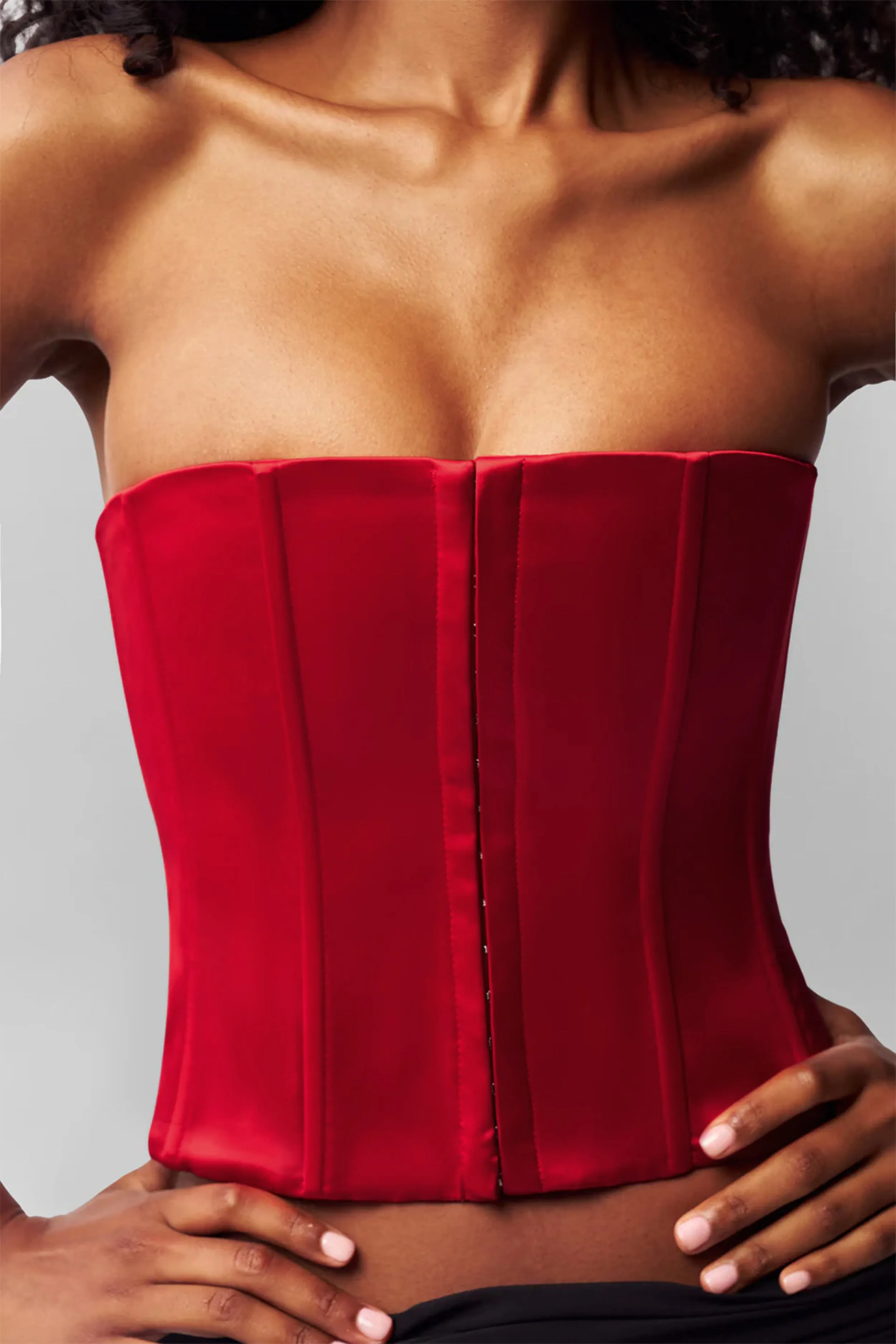 Moisture Wicking Fabric Flexible Knit Satin Corset
