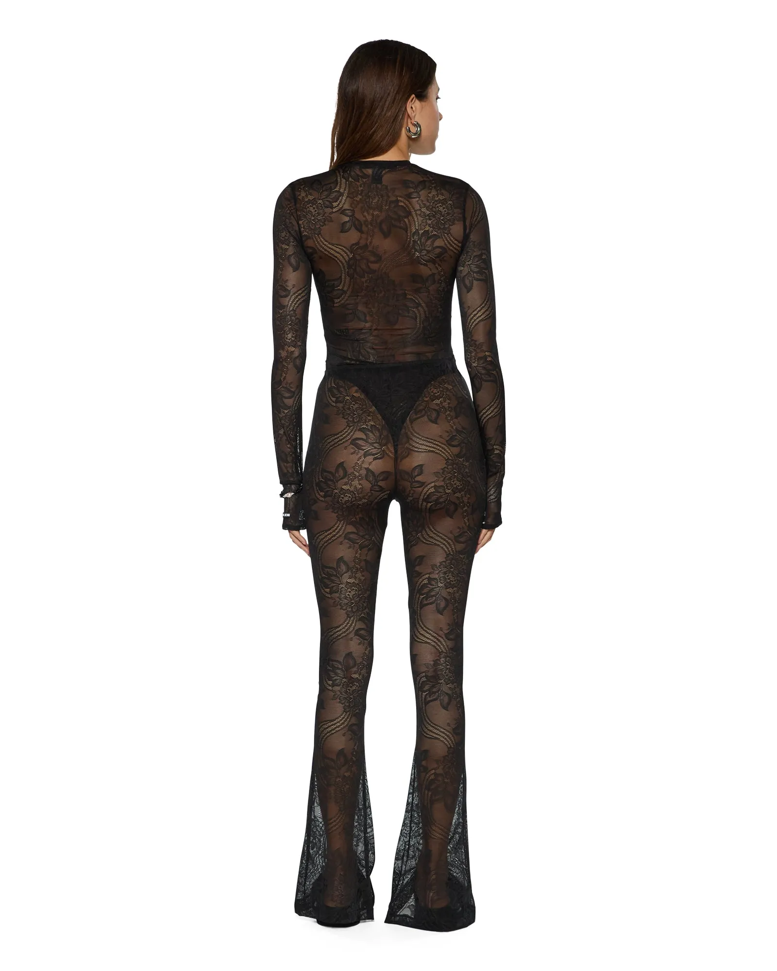 Shape Retention Fabric ADELE LS BODYSUIT BLACK LACE