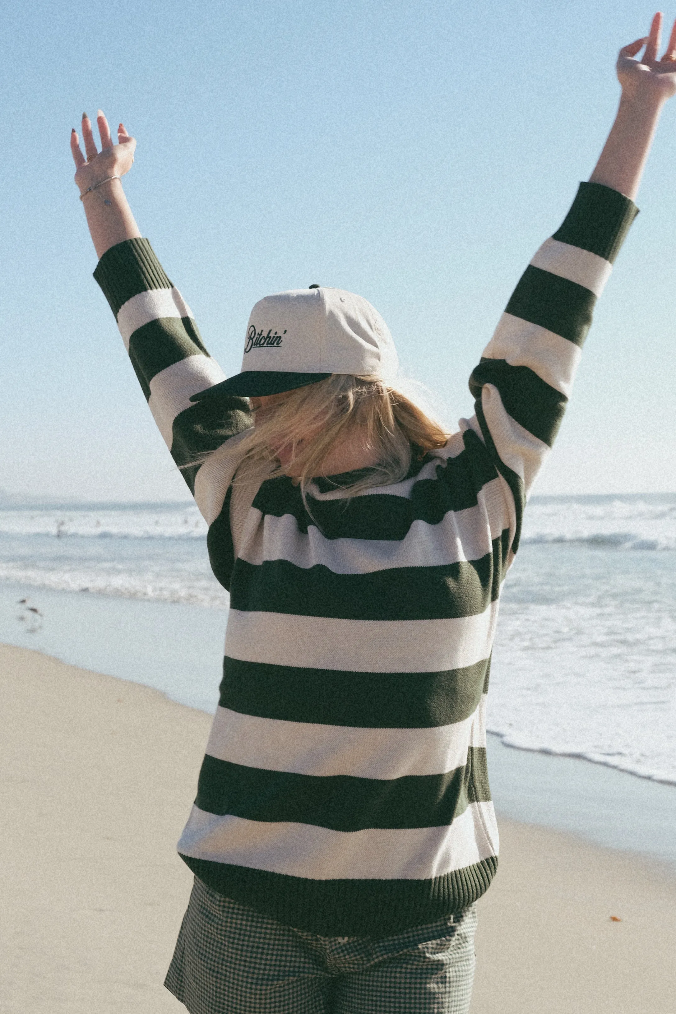 Weighted Hem Evergreen Stripe Sweater