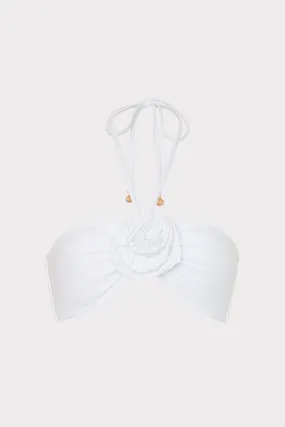 Summer Escape Floral Applique Halter Bikini Top