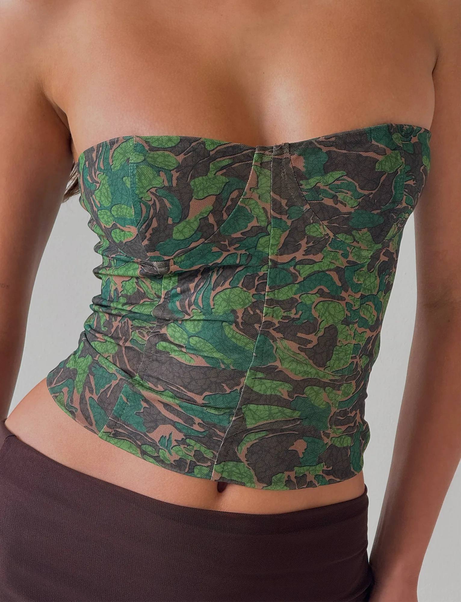 Temperature Regulating Textile Stretchable Knit DULCE CORSET - GREEN : CAMO