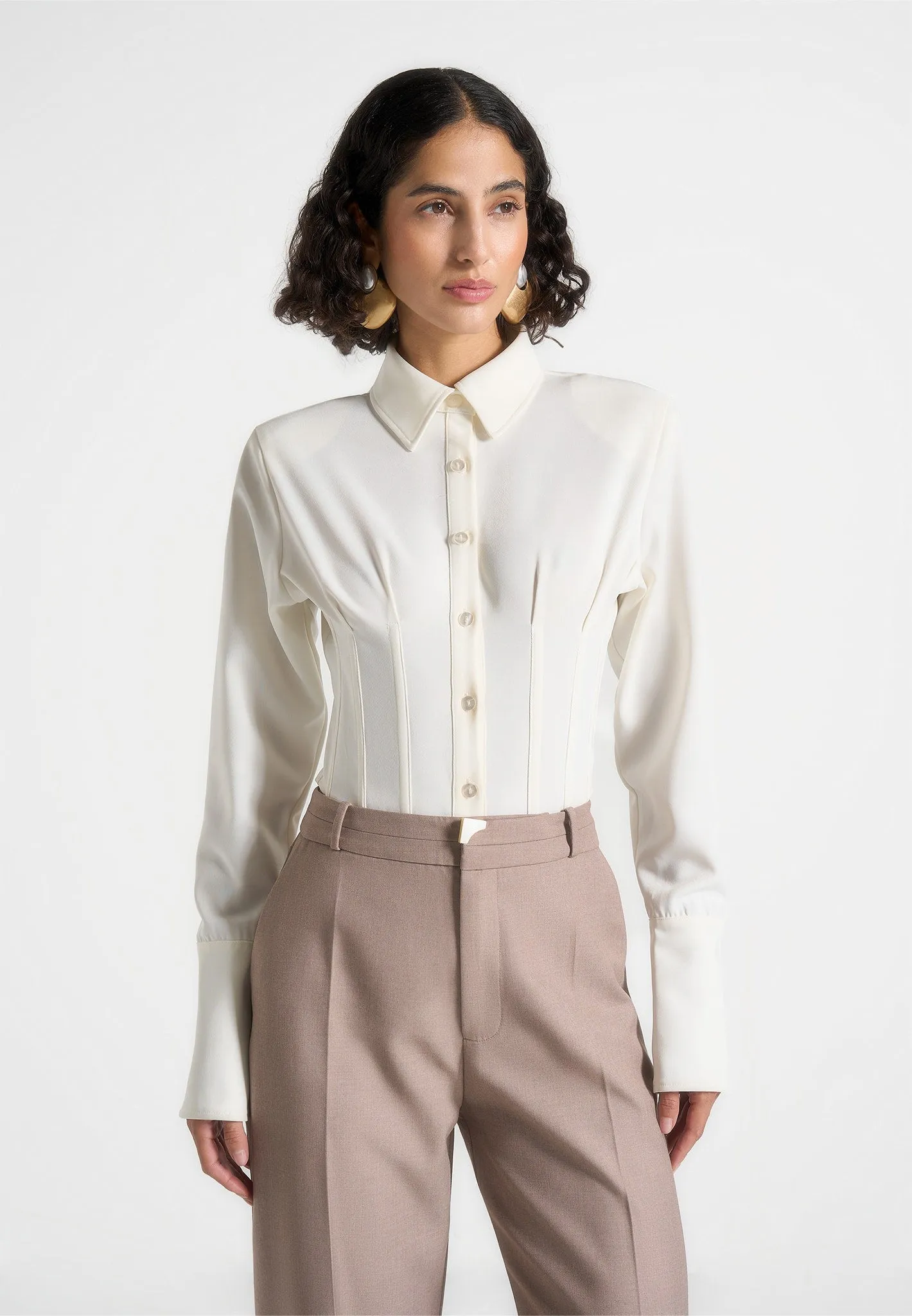 Workout Gear Agnes - Corset Shirt Bodysuit - Off White