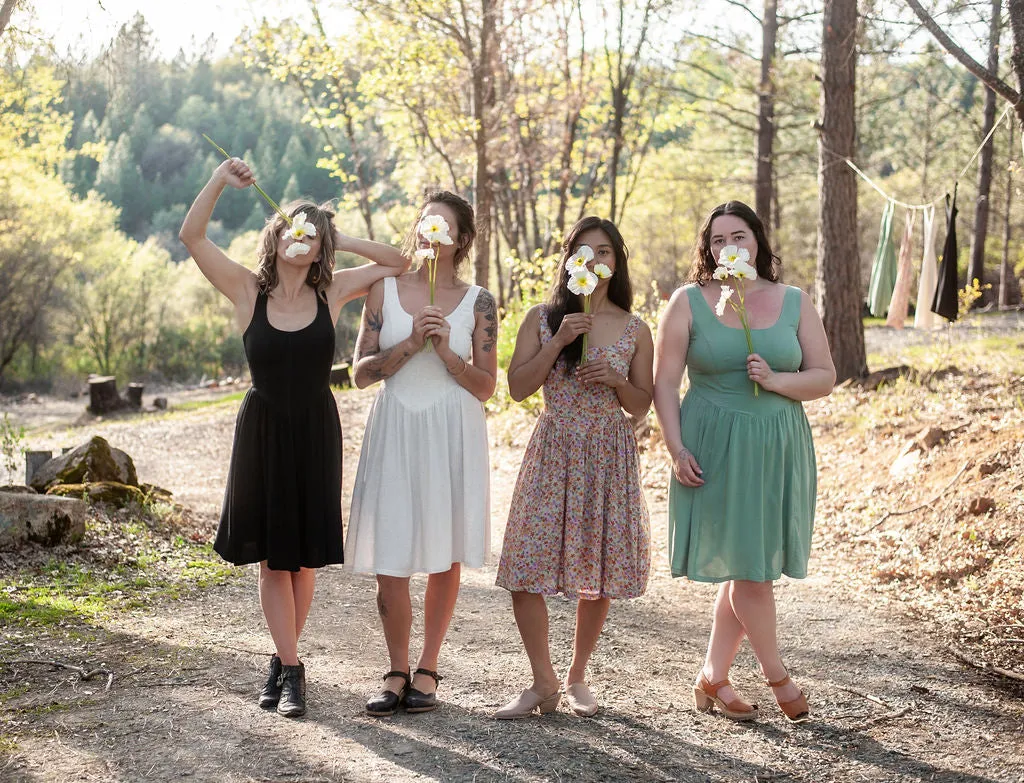 Agnes dress in Sage Challis Flower Grace