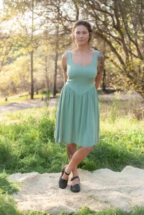 Urban Ease Comfy Texture Agnes dress in Sage Challis