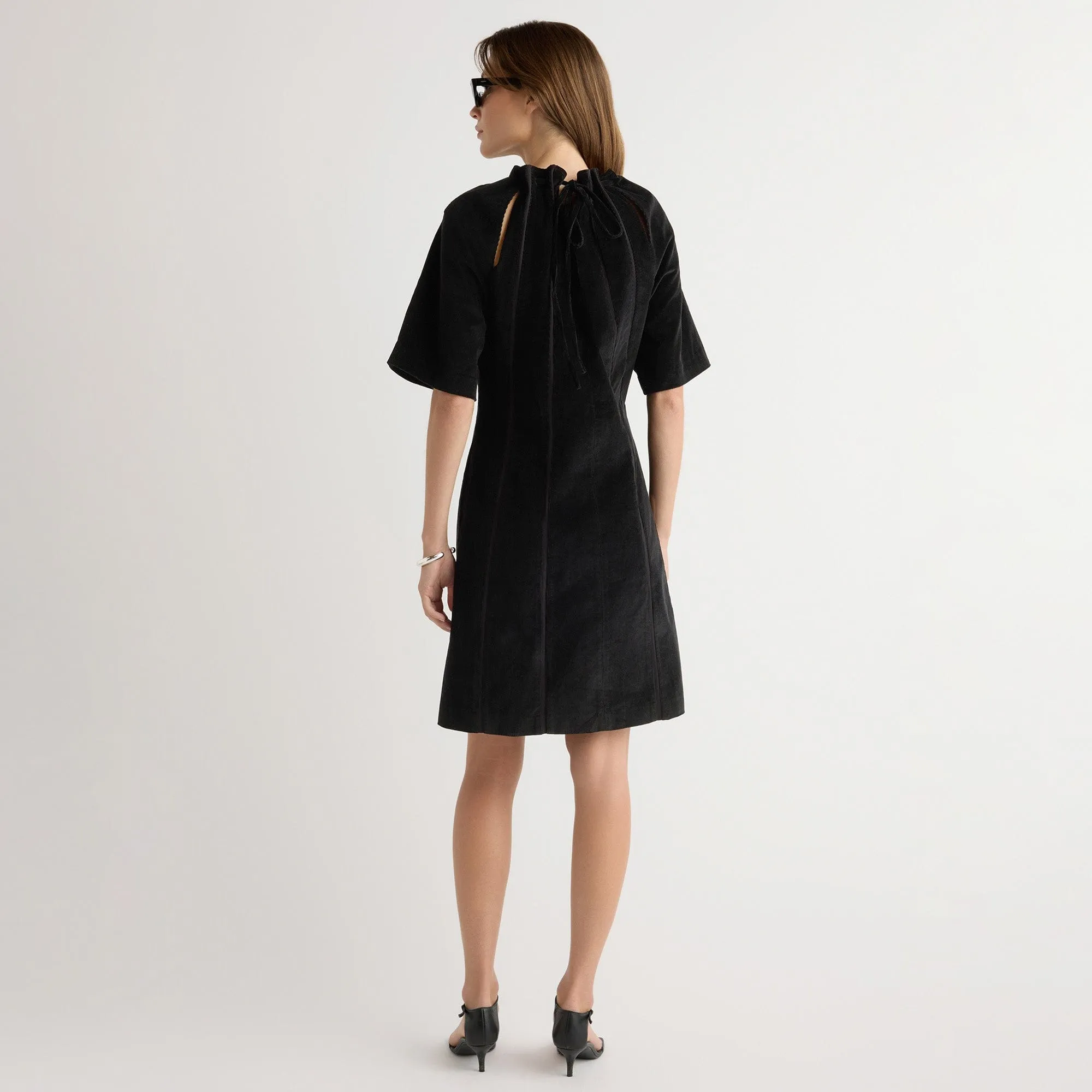 Aika Back-Tie Corduroy Mini Dress Clean Outline Day Ready