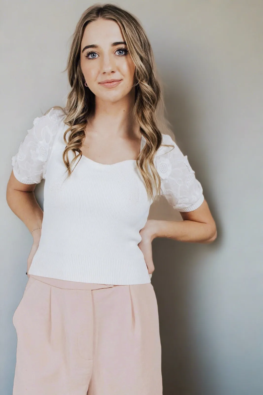 PreShrunkFabric Soft Cotton Blend ASTR Charis Puff Sleeve Sweater Lux Collection - FINAL SALE