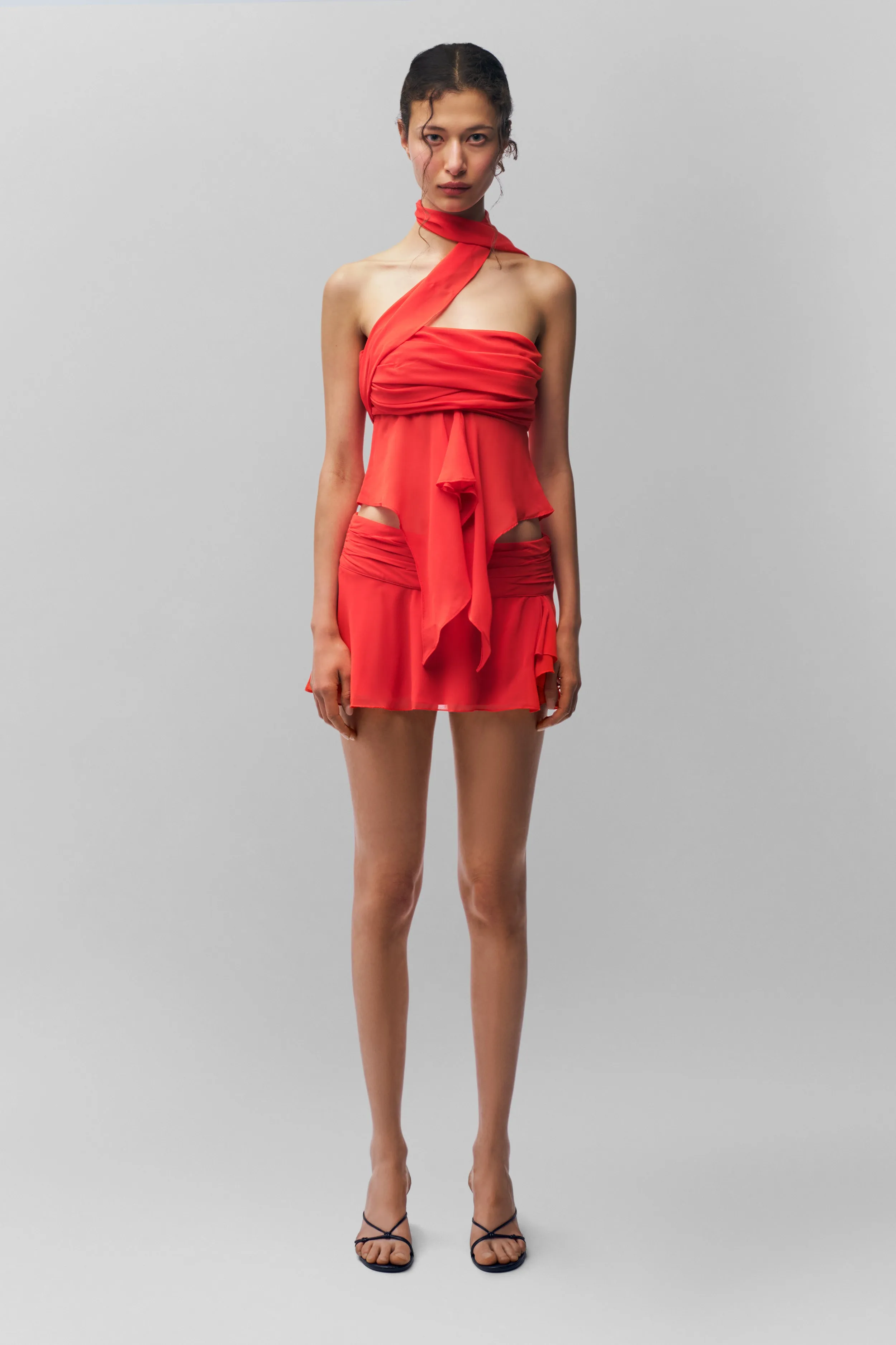 Chiffon Wrap Around Top Friction Reduced Seams Layered Insulation