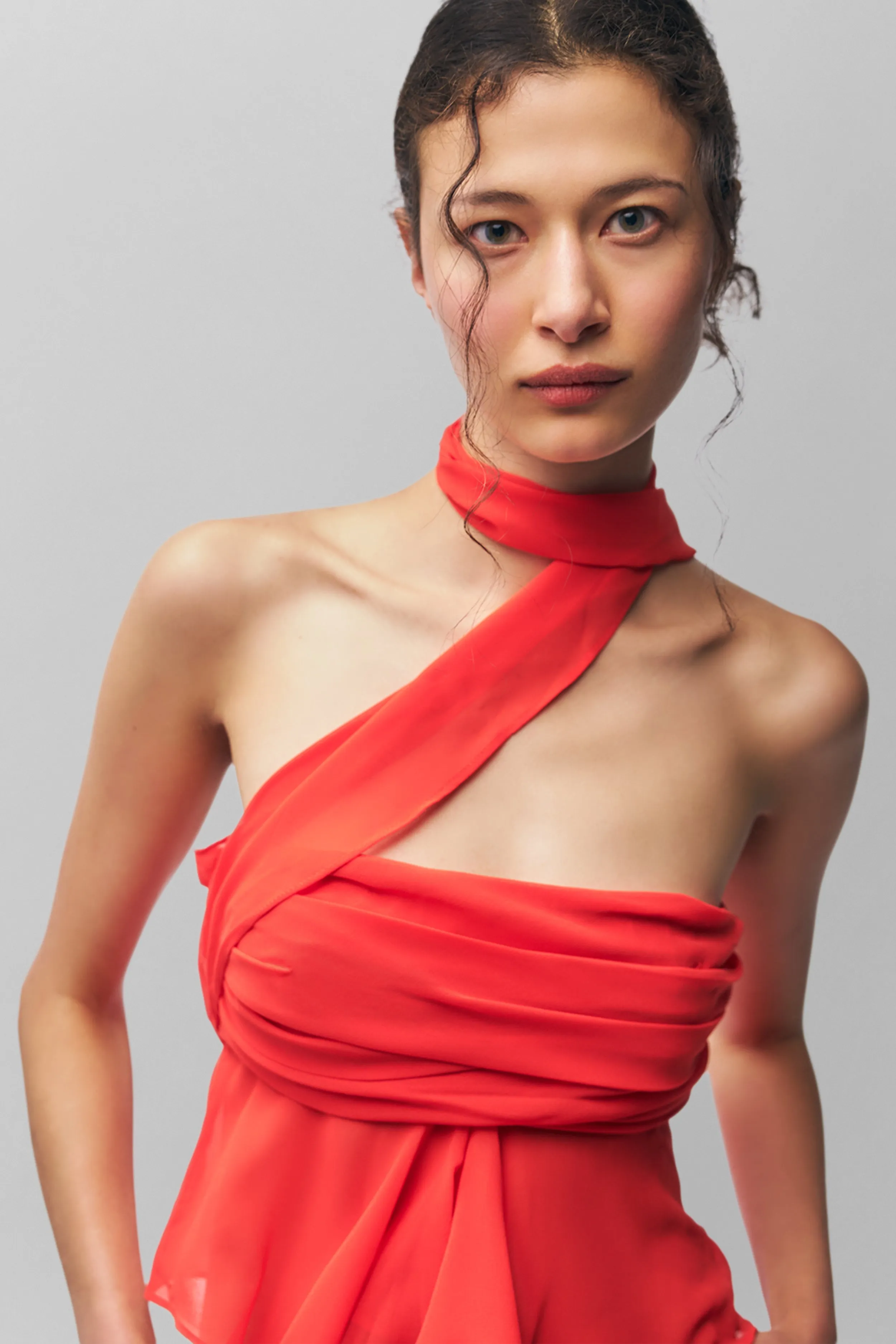 Anti Odor Technology Chiffon Wrap Around Top