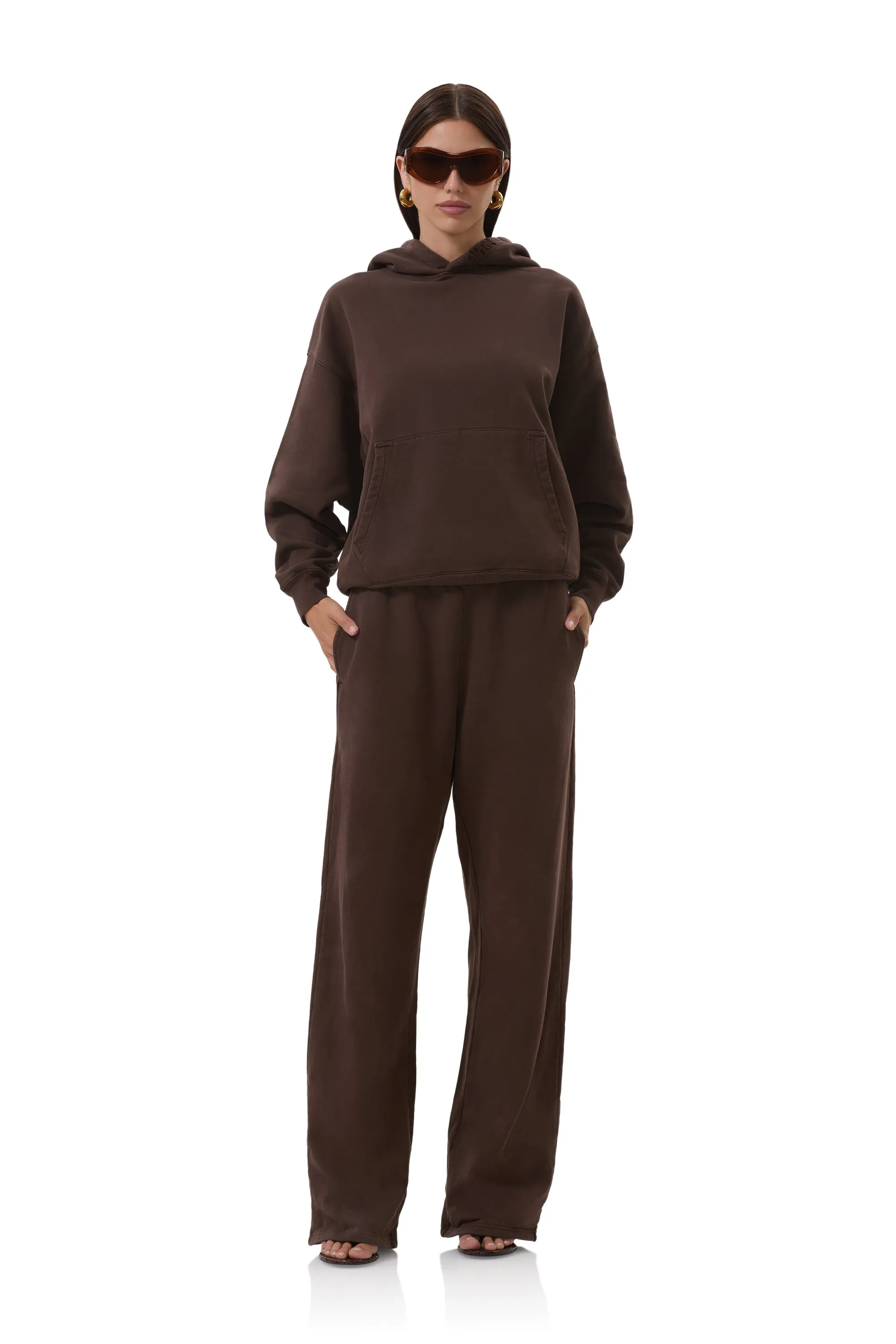 Basic Style Relax Fit Finley Straight Leg Sweatpant - Espresso