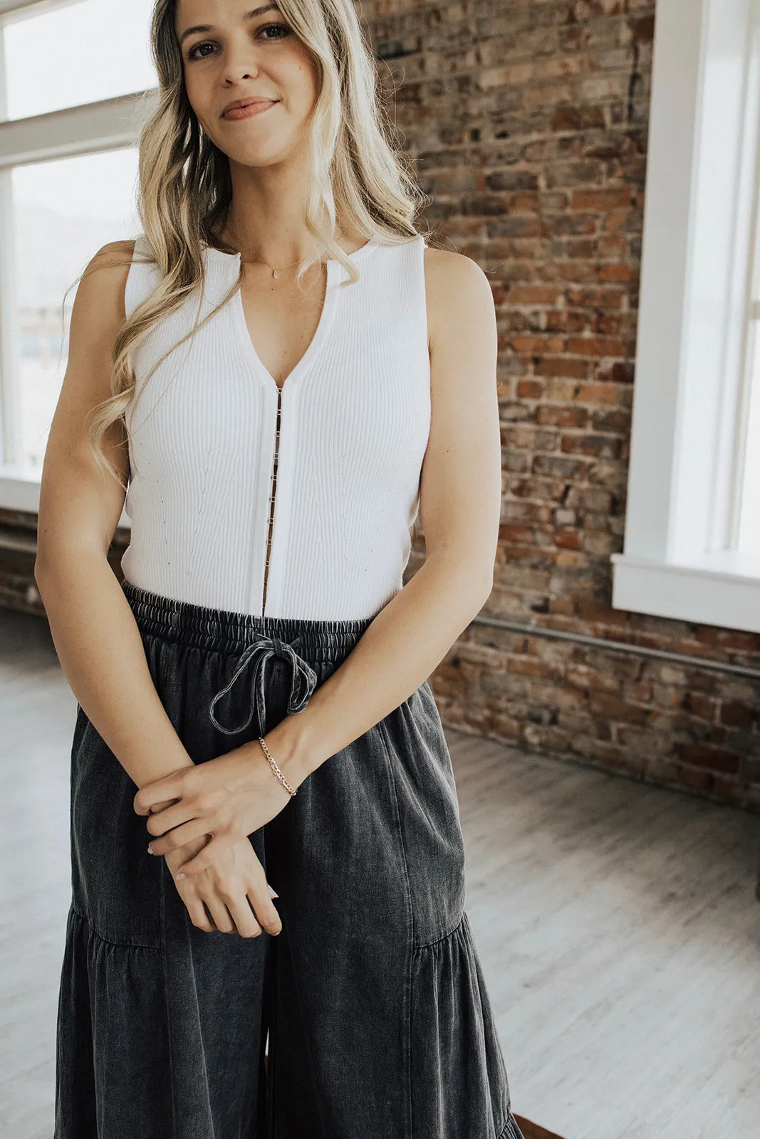 Reinforced Hem Alabaster Knit Tank Top - FINAL SALE