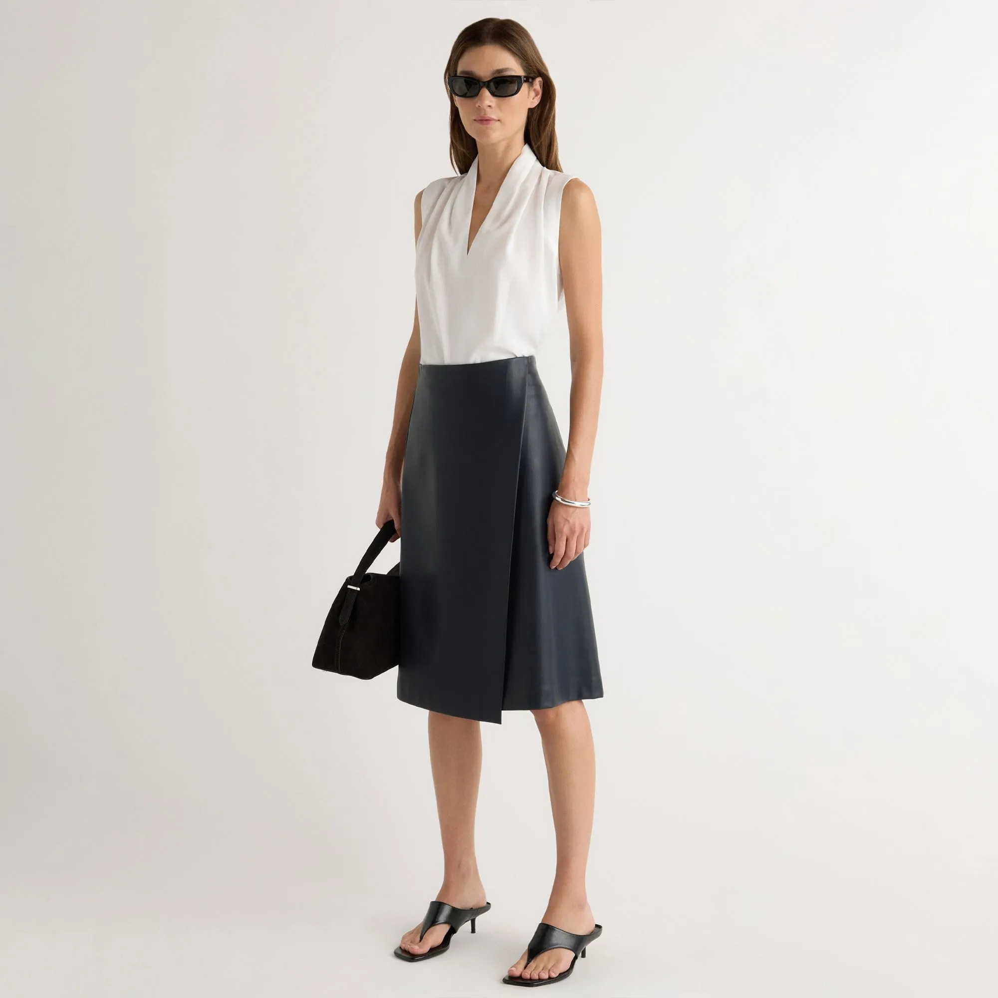 Alba Asymmetric Vegan Leather Skirt Relaxed Vibe