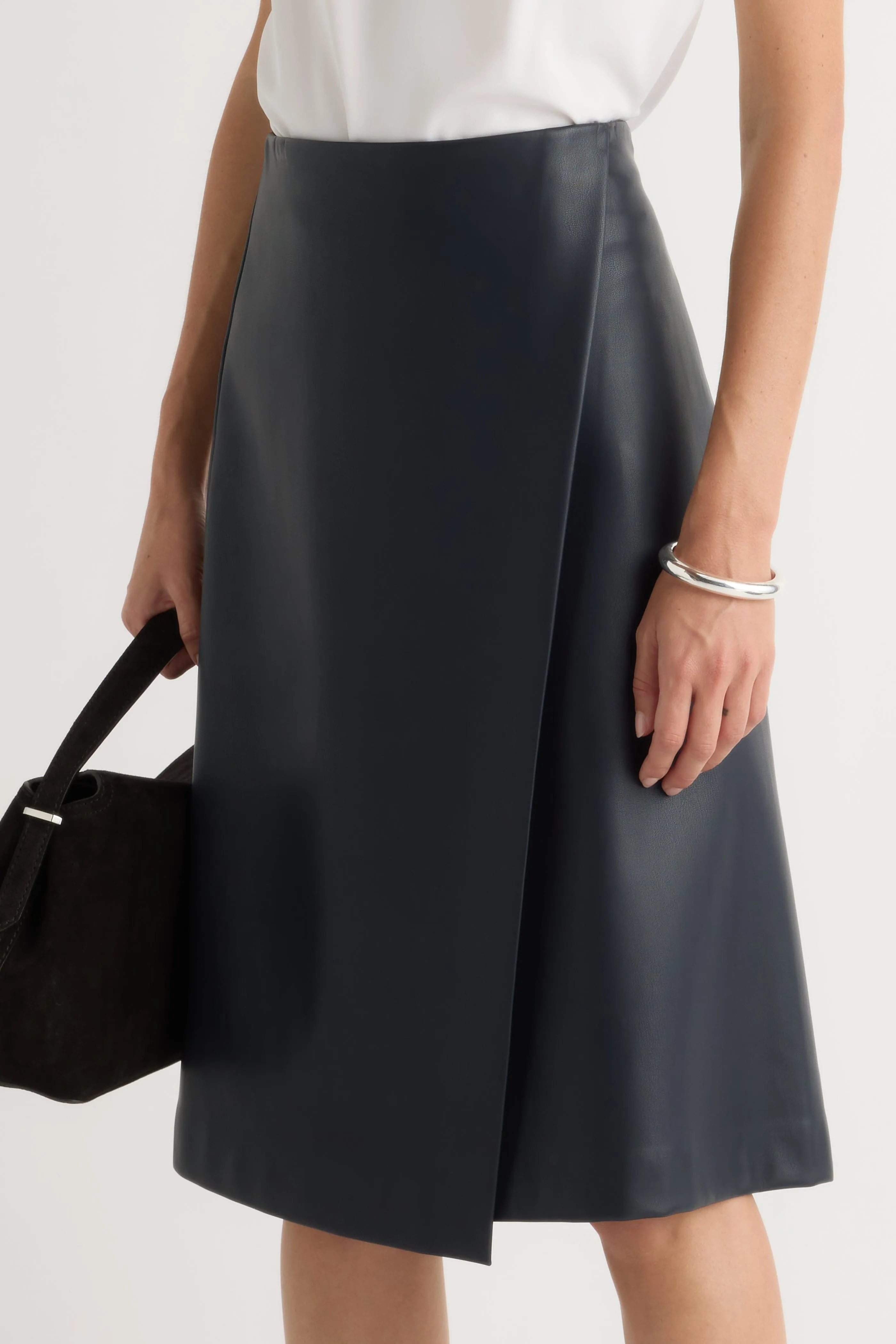 Bold Look Alba Asymmetric Vegan Leather Skirt