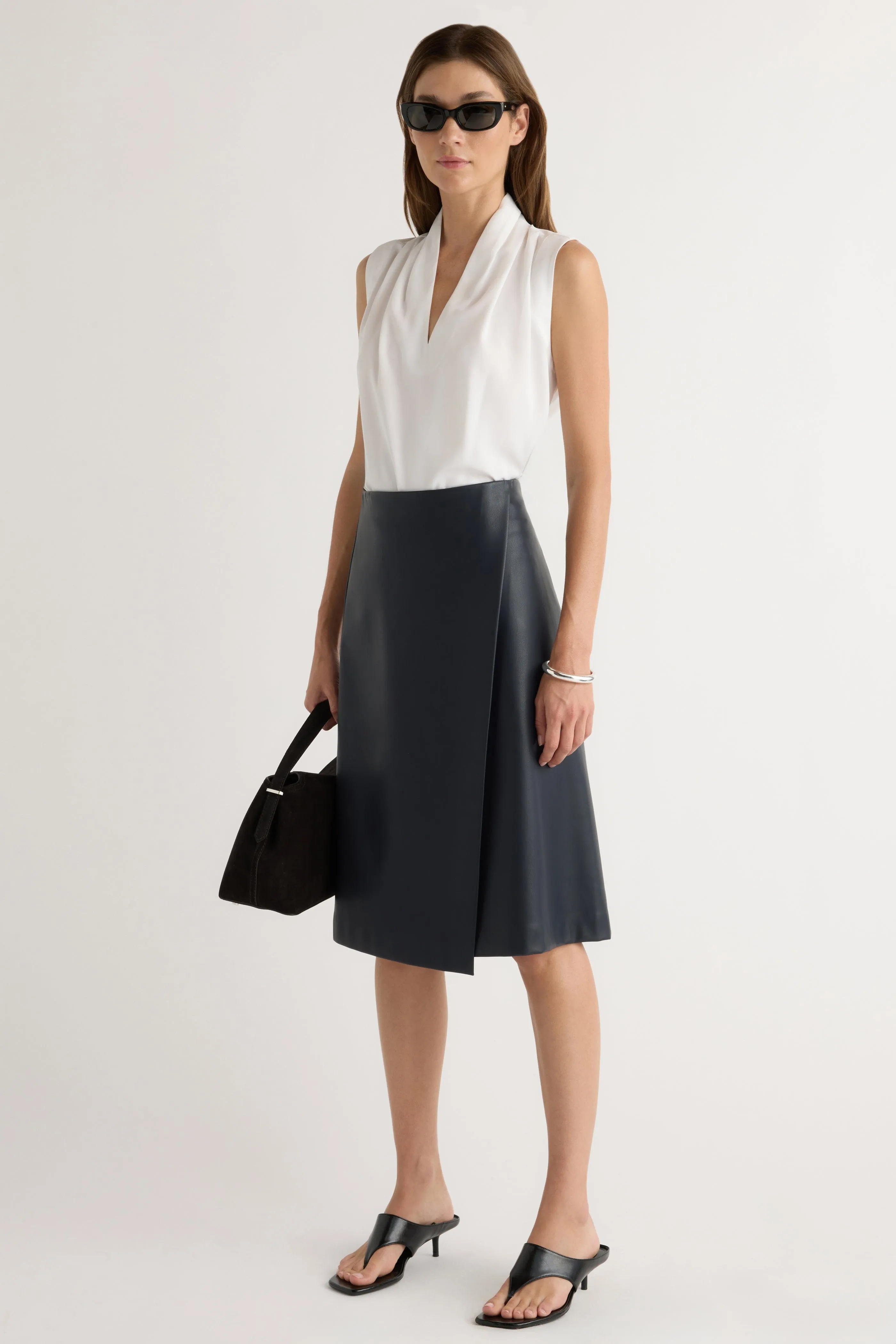 Alba Asymmetric Vegan Leather Skirt Soft Mood Easy Style