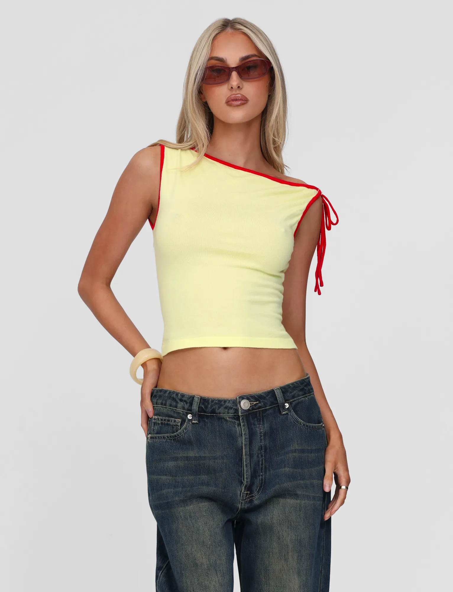 RibbedHemline ALIRA TOP - YELLOW