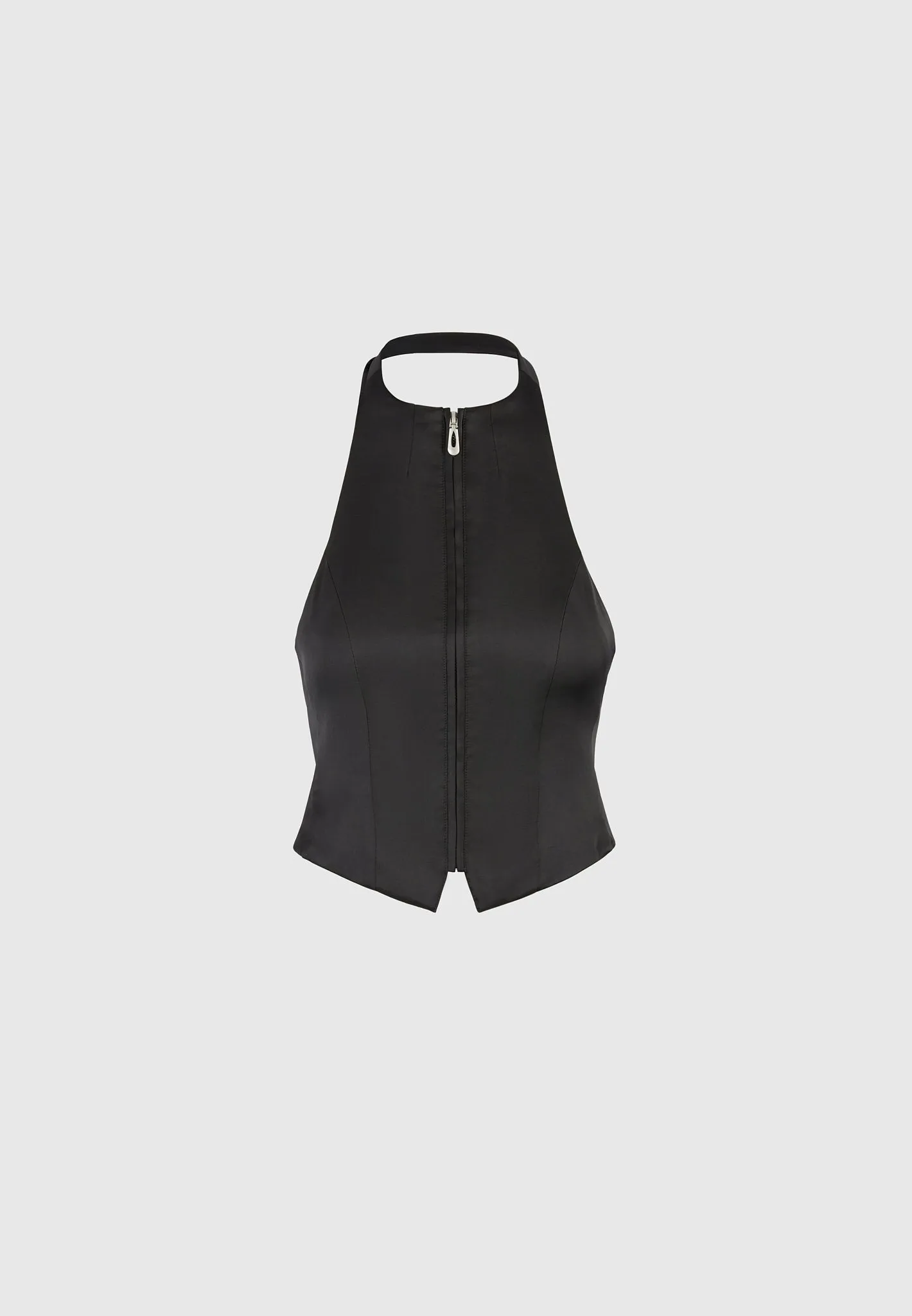 Everyday Look Wear Wide Neck Opening Claudette - Satin Halterneck Backless Top - Black