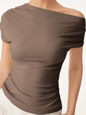 Cooling Asymmetrical Short Sleeve Stretchy Tee Versatile use