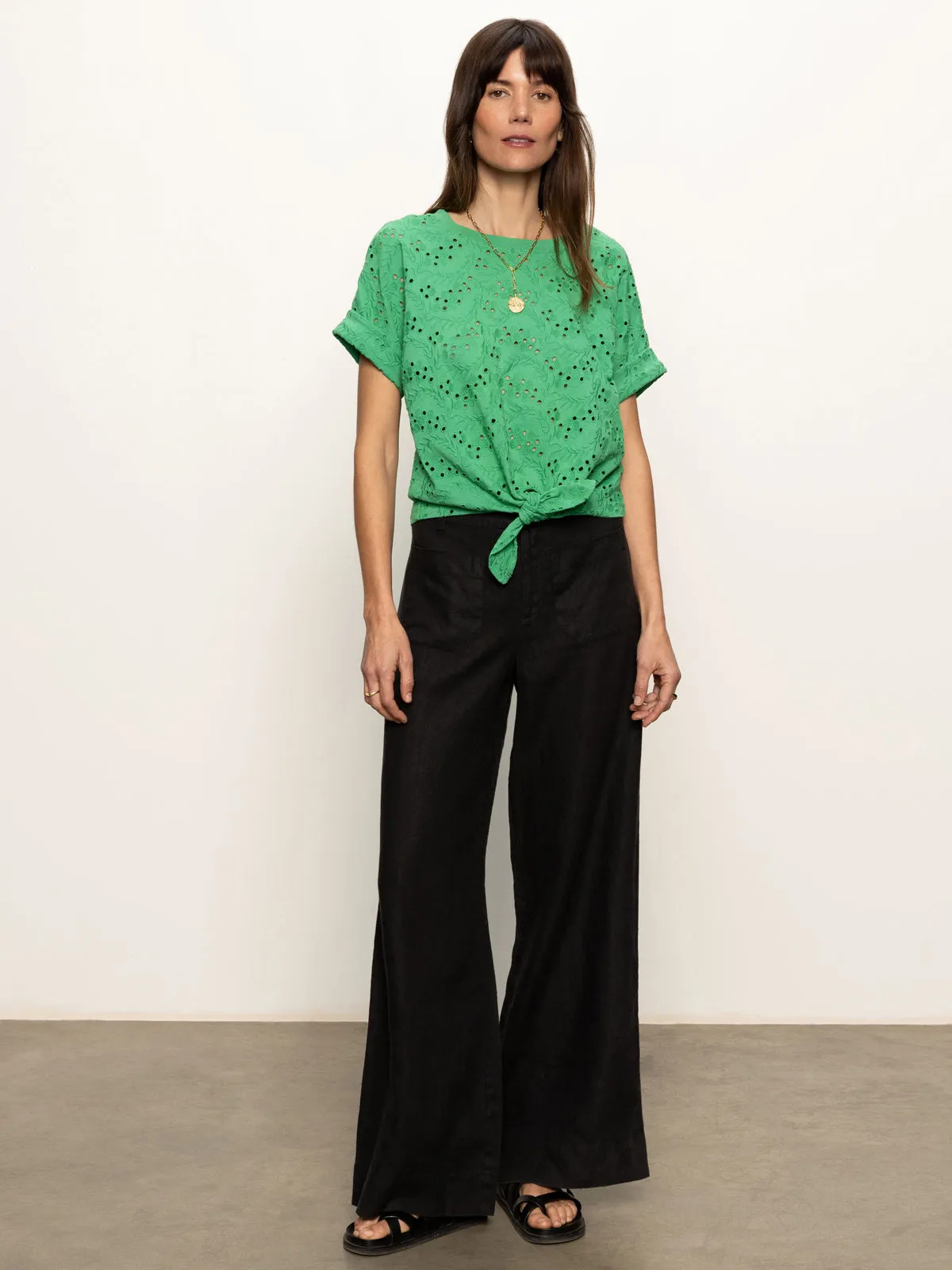 Pocket Design All Day Eyelet Tee Palm