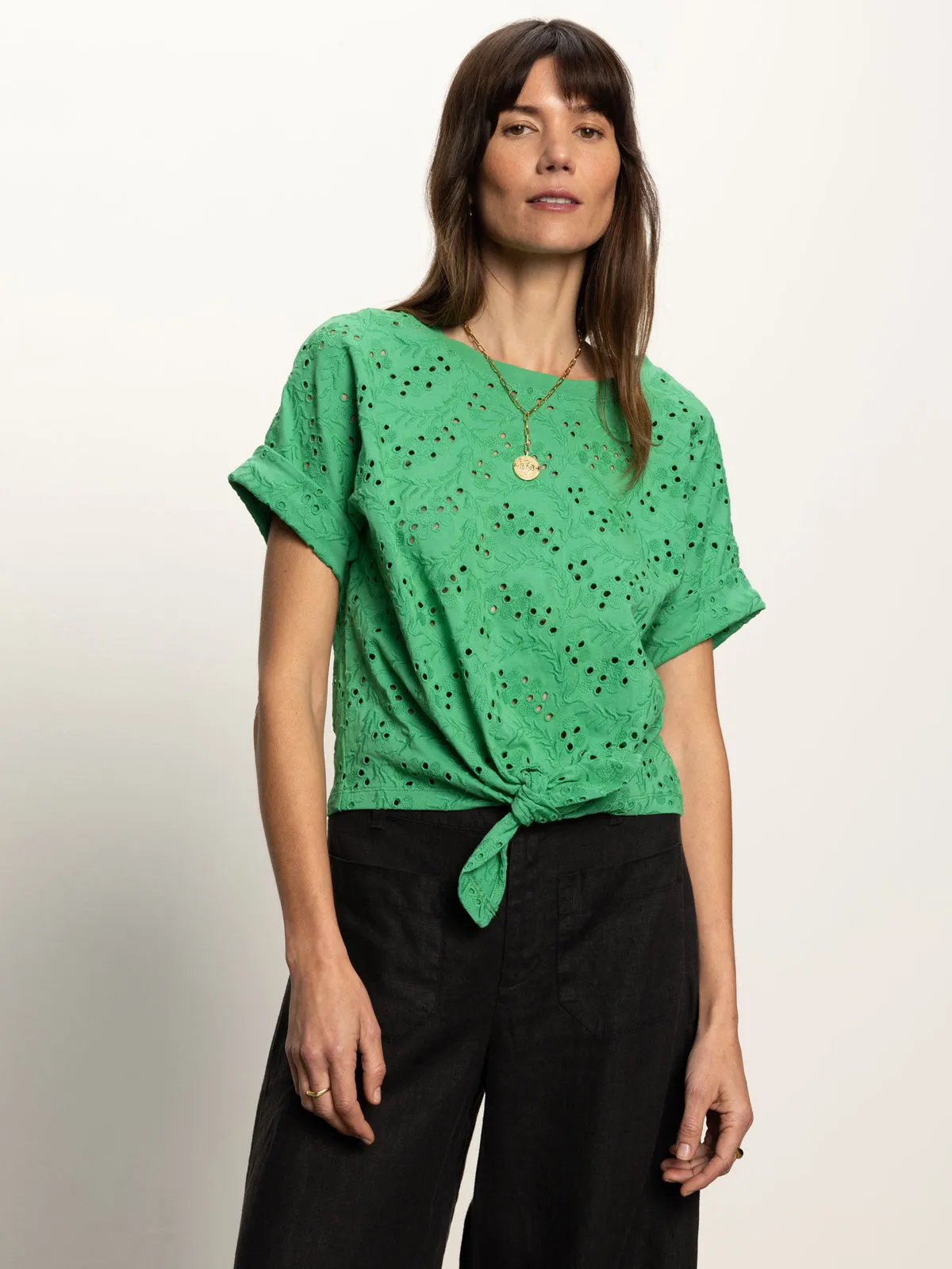 All Day Eyelet Tee Palm Modern Style