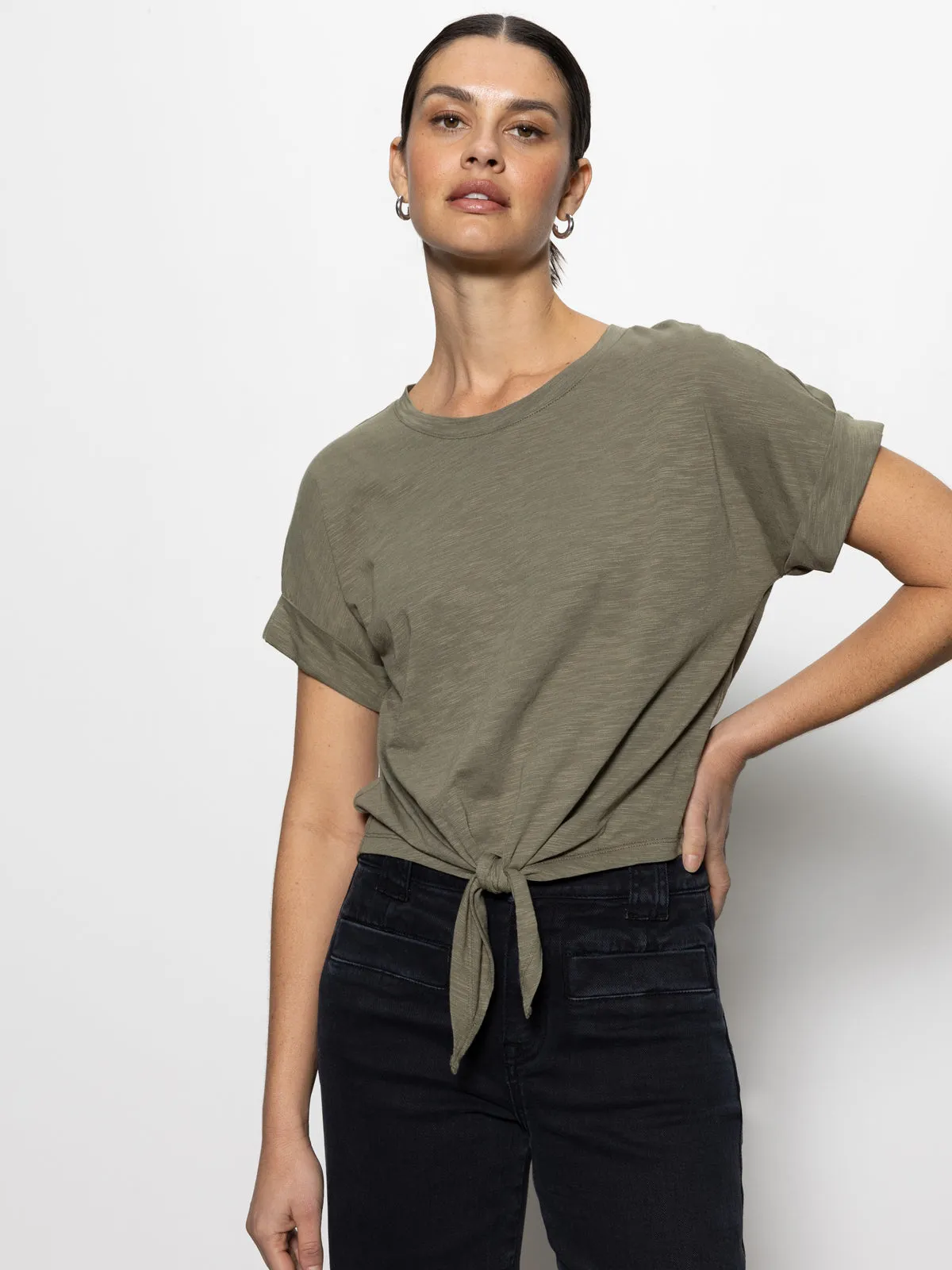 DoubleLayeredCollar AllDayComfort All Day Tie Tee Trail Green