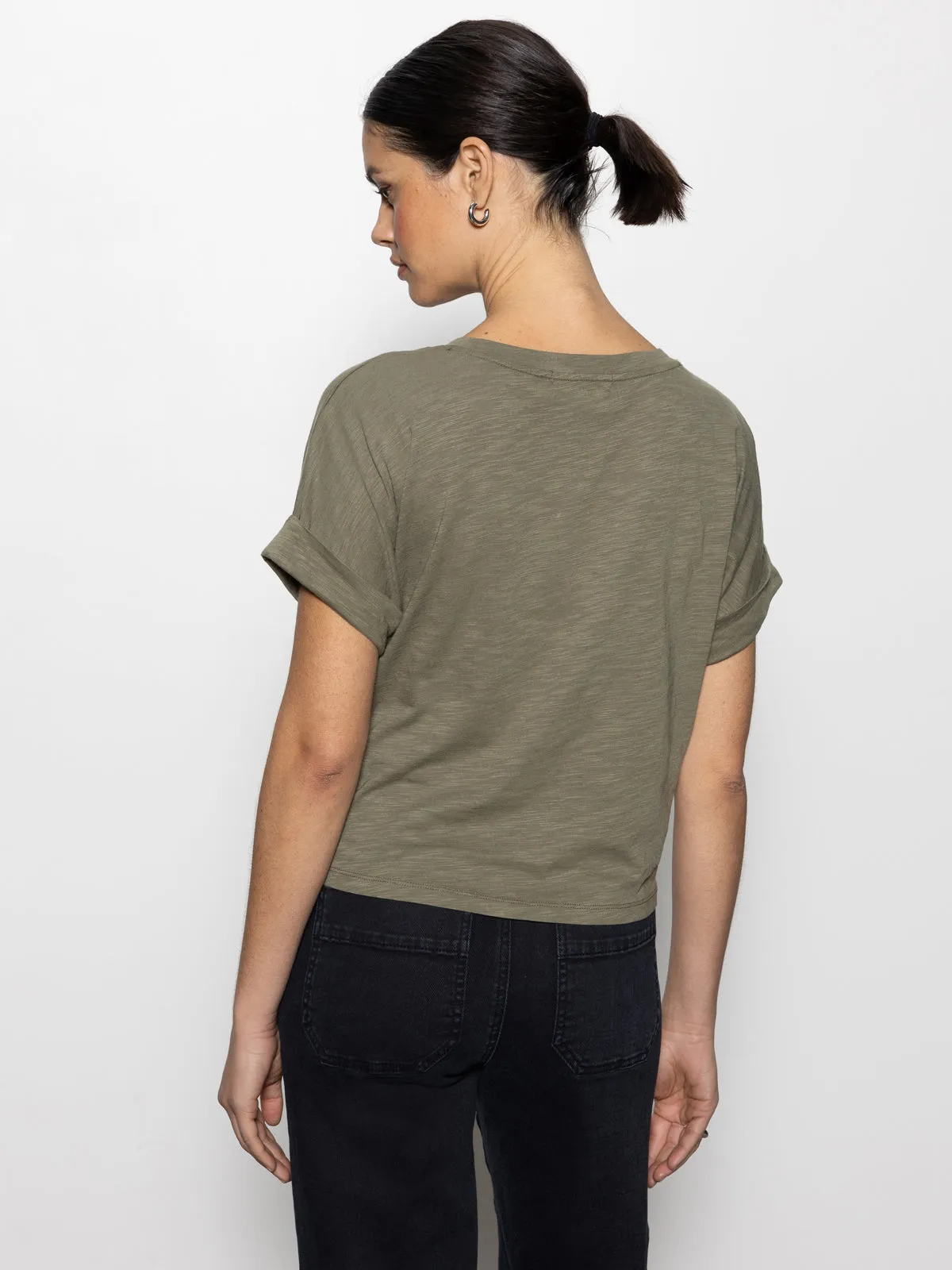 All Day Tie Tee Trail Green Chic Cardigan Minimalist Silhouette