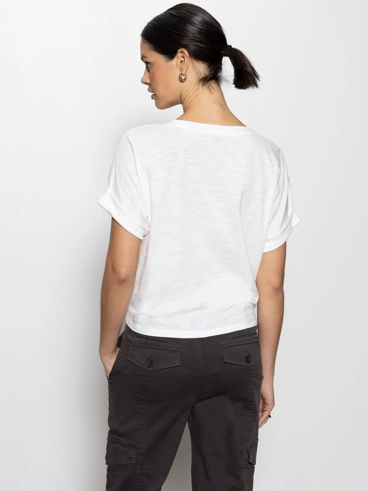 Textured Weave All Day Tie Tee White