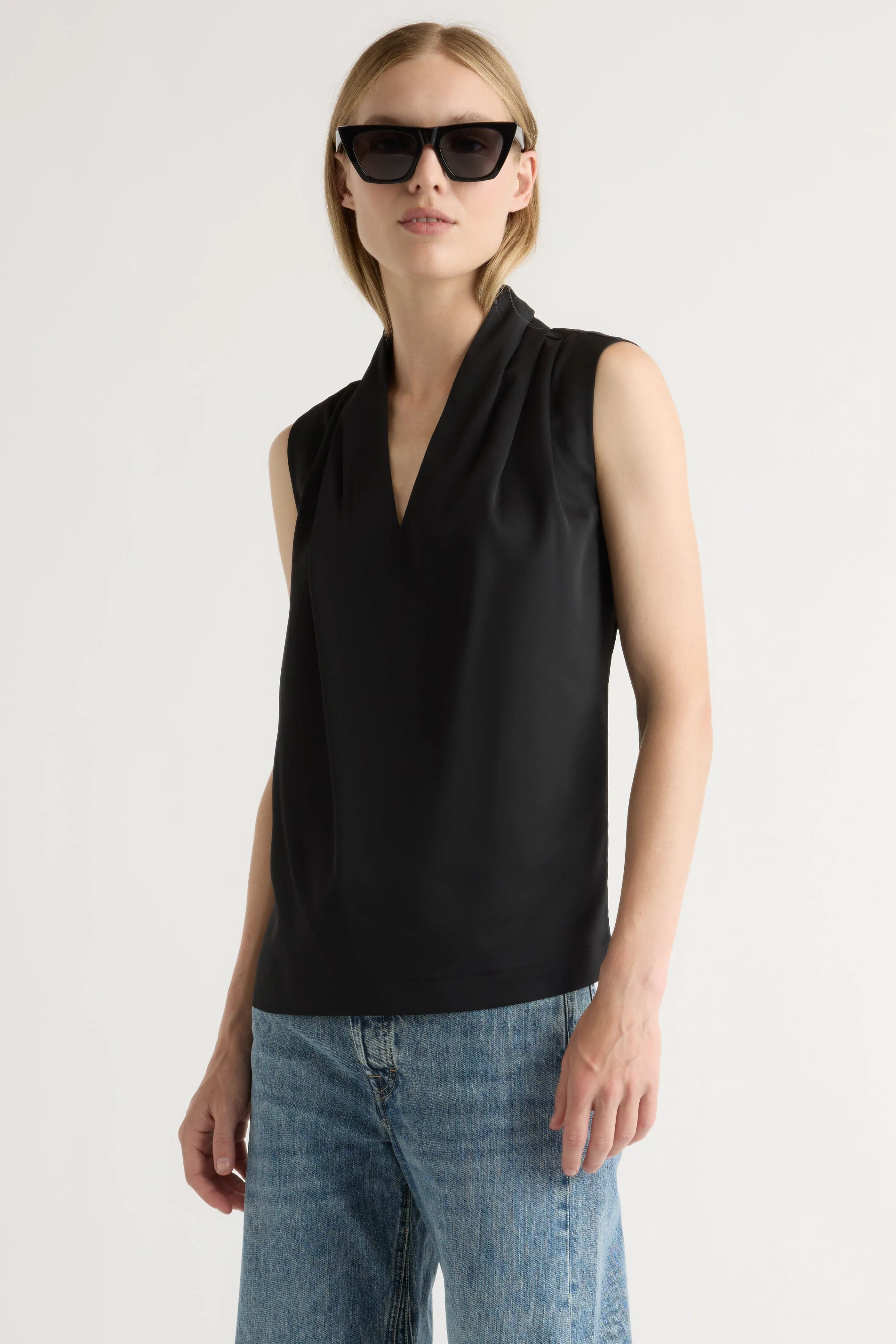 Sustainable Manufacturing Process ColorfastMaterial Jae V-Neck Sleeveless Blouse