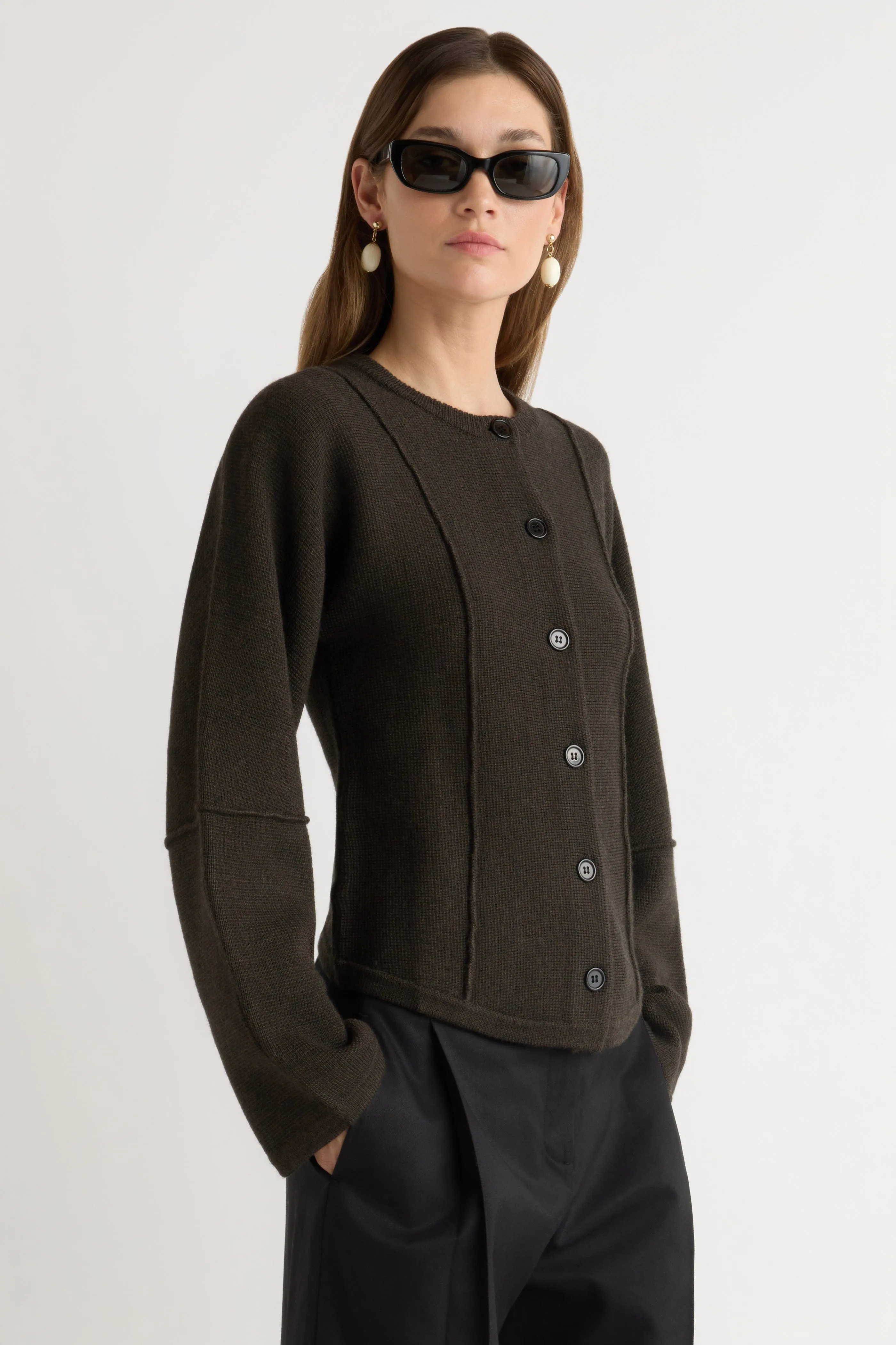 Knitted Fashion Cozy Design Wren Exposed-Seam Cardigan