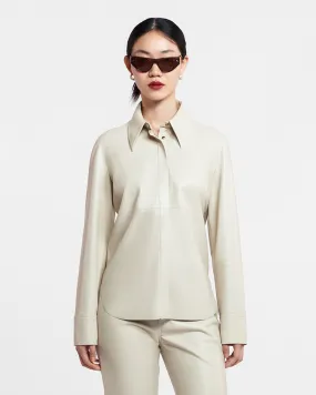 Street Style Naum - Okobor? Alt-Leather Shirt - Creme