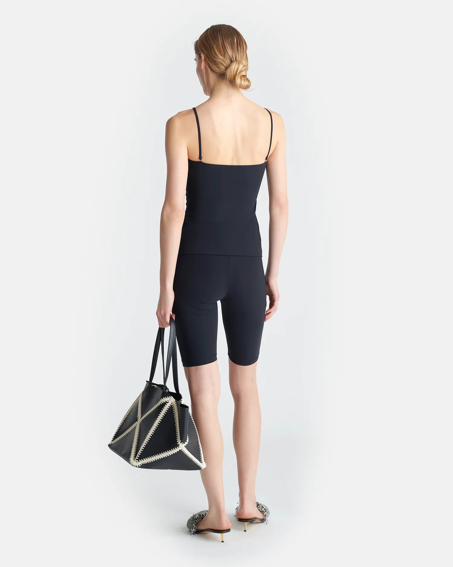 Bianca - Stretch Jersey Swim Top - Black NoRoll Hem Technology Reverseble Design