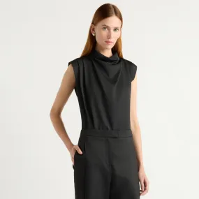 Allegra Gathered-Neck Sleeveless Blouse RecycledBlend Bonded Seam Technique