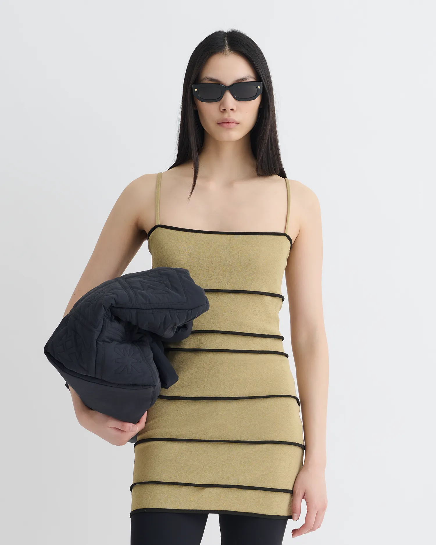 Cool and Breezy Alula - Mesh Jersey Mini Dress - Sand/Anthracite