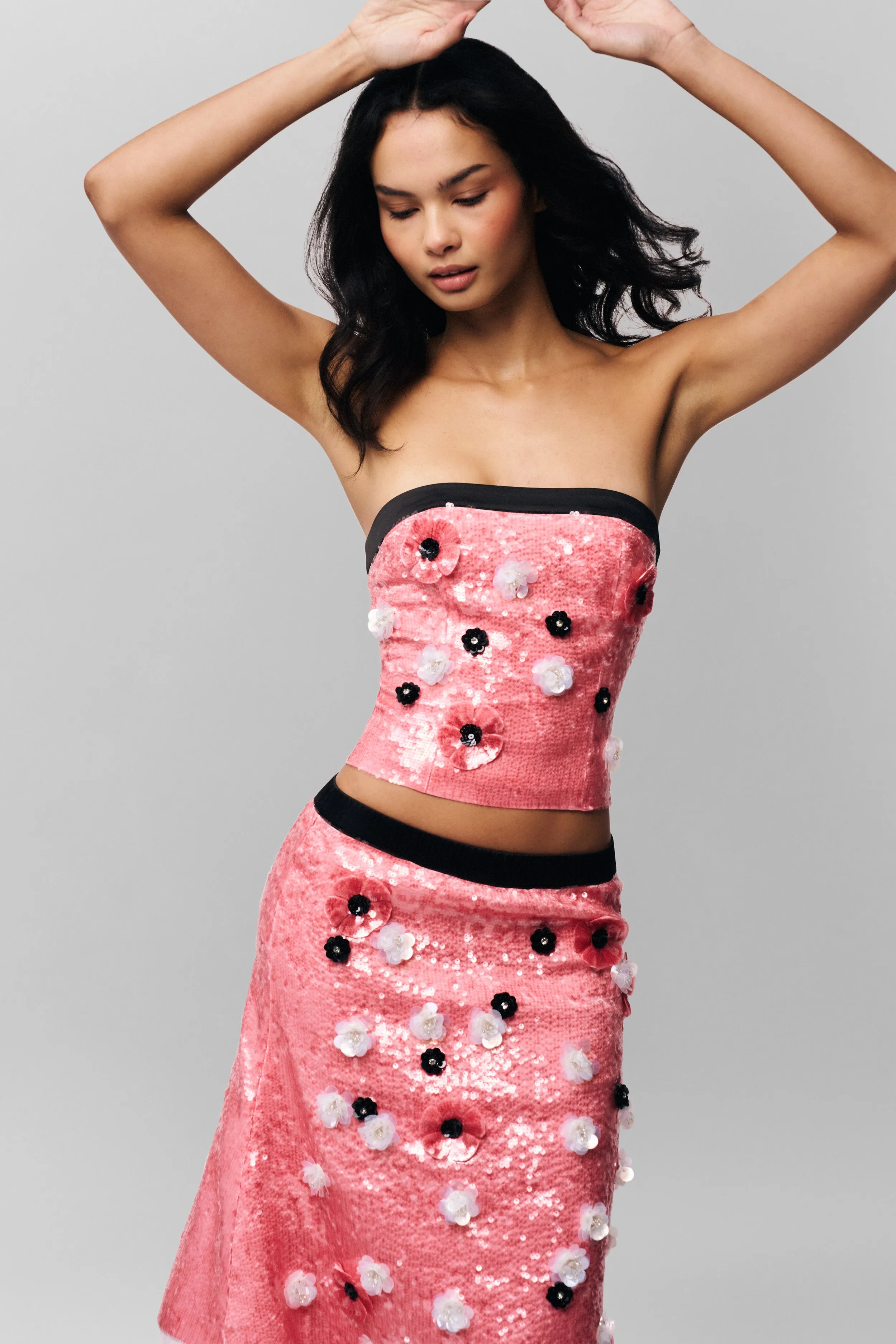 Ambroise Sequin Tube Top Knit Fabric Technology Layered Insulation