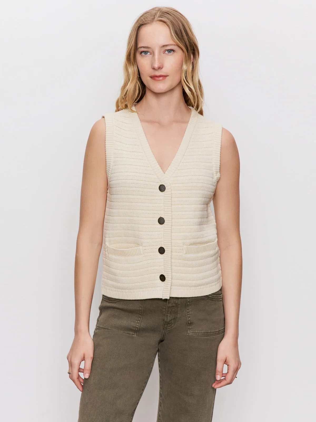 Ventilated Channel Design adults Textured Sweater Vest Macrame