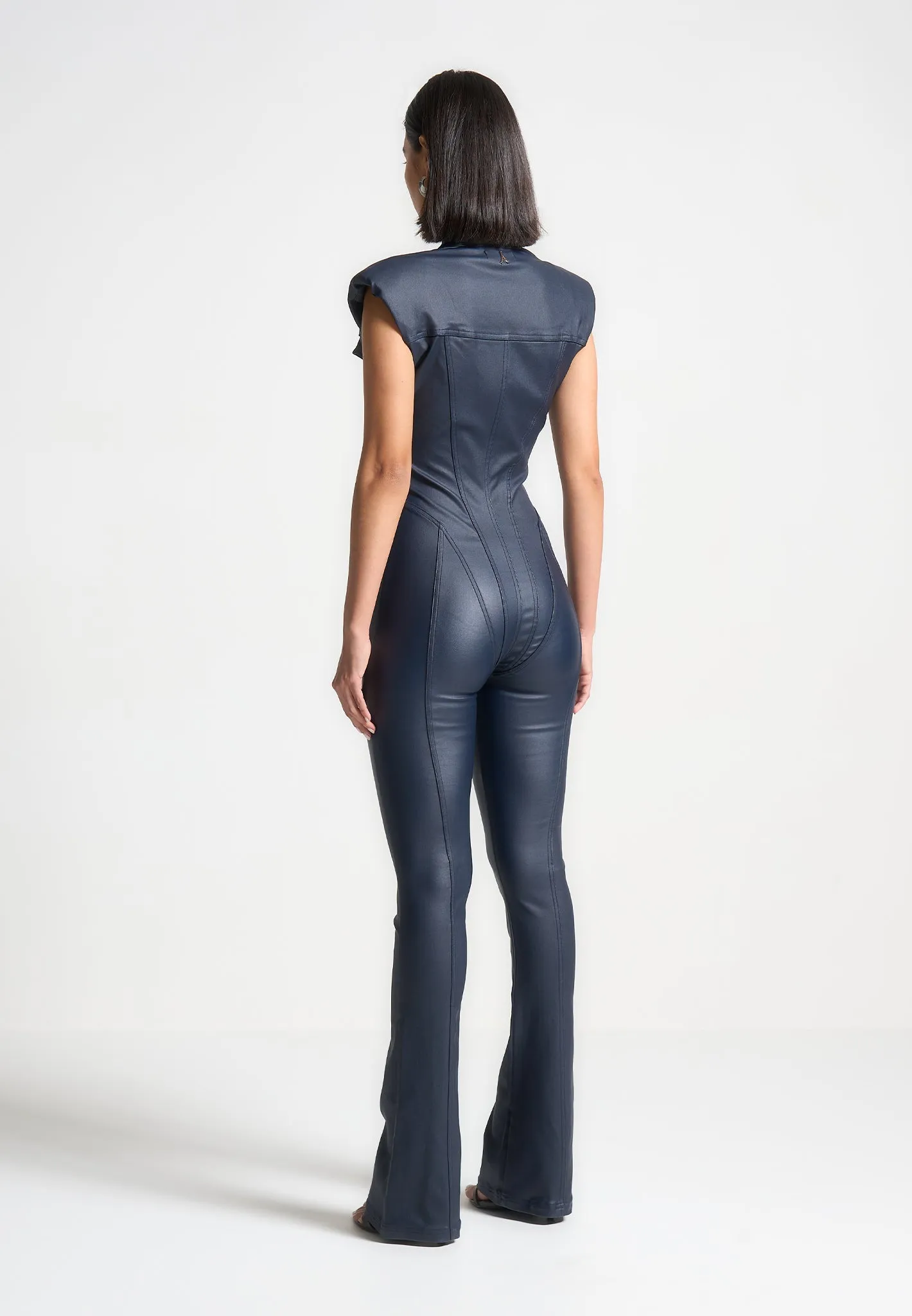 LightweightDesign Annette - Wax Coated Denim Jumpsuit - Indigo