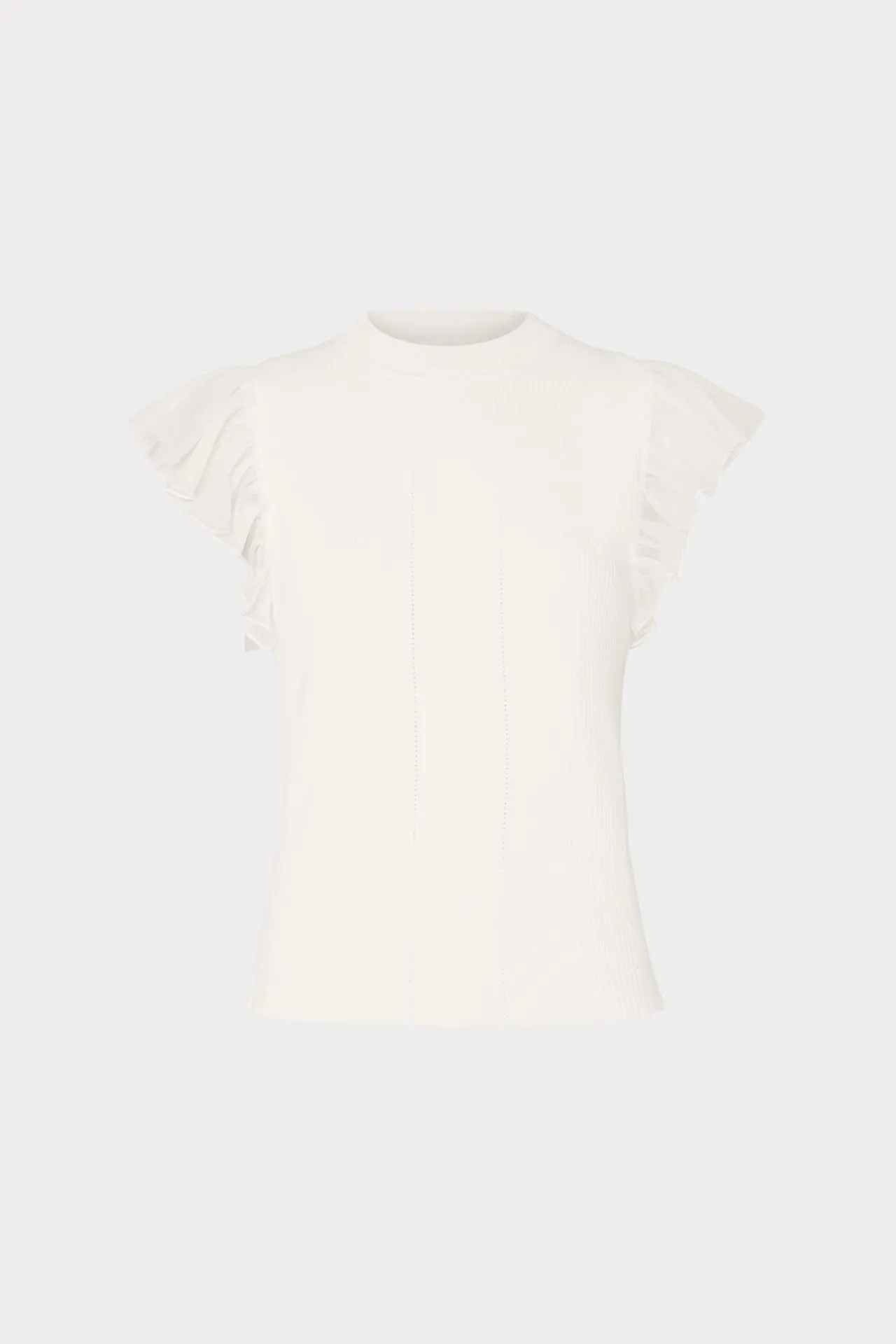 SublimatedPrint Lightweight Thermal Chiffon Flutter Sleeve Knit Top