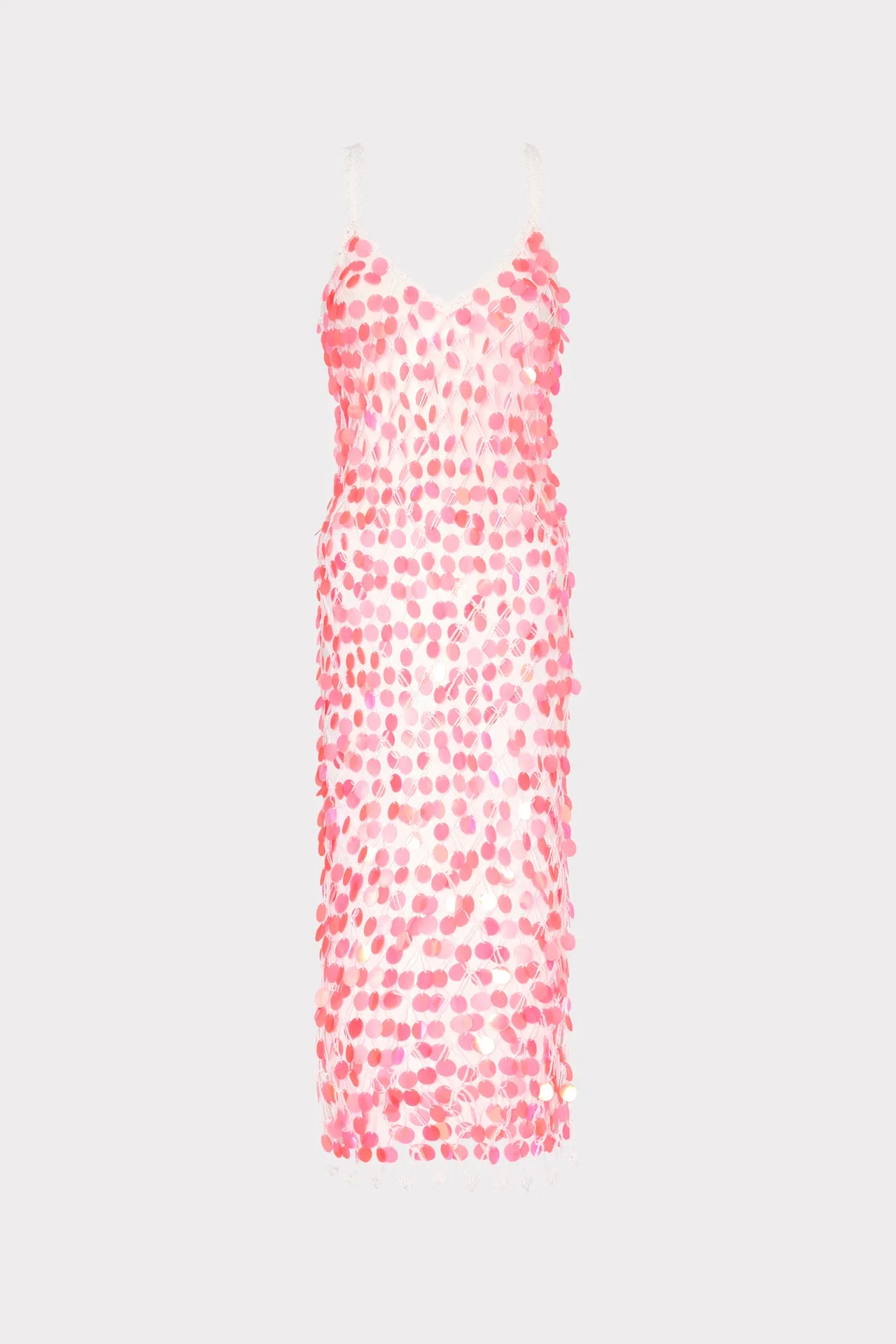 Non Restrictive Cut Sequin Crochet Midi Dress