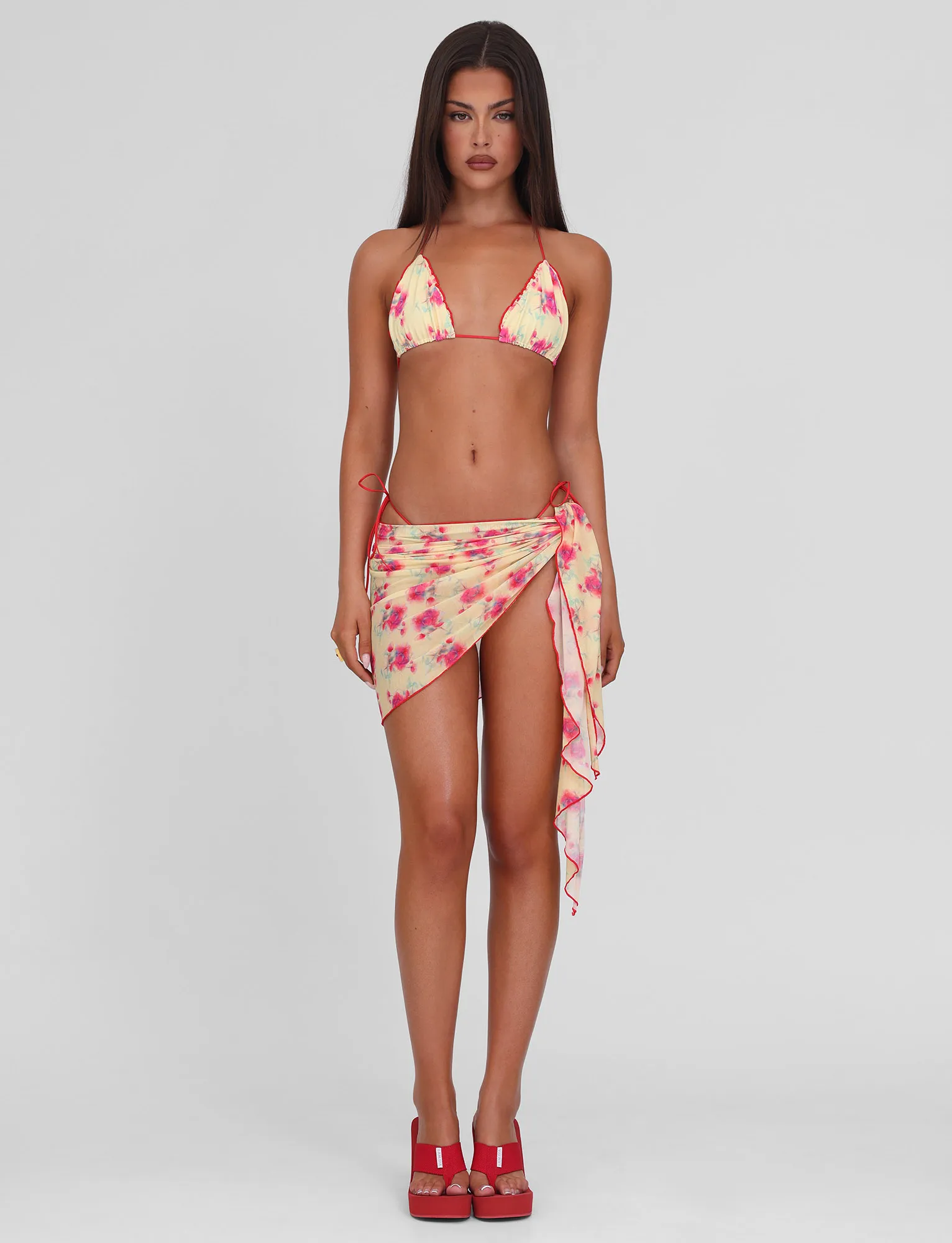 AMALIE 2PC BIKINI BOTTOM - SUMMER BLOSSOM Retro Style Recycled Polyester