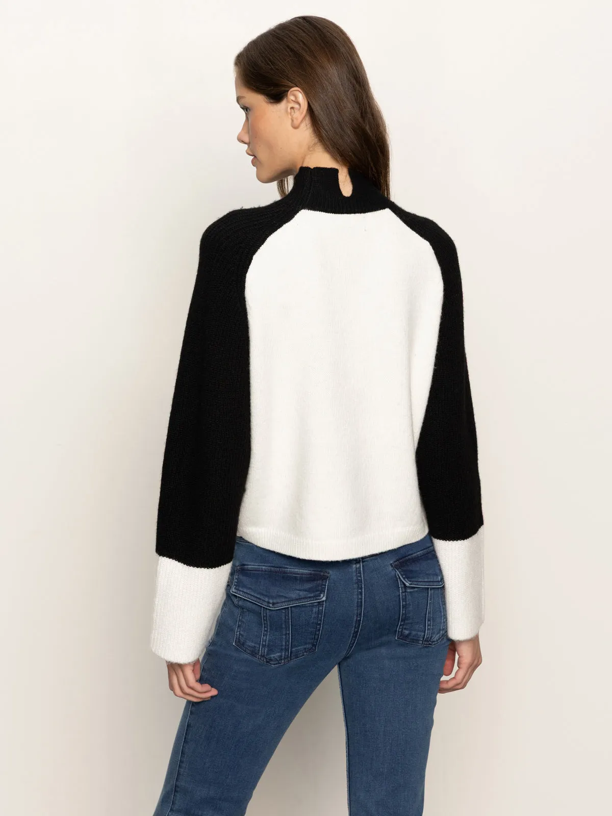 Downtown Mock Neck Sweater Black/ Chalk Reflective accents MicroPerforated Details