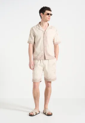 Marc - Signature Baroque Resort Shirt - Cream/Beige Fitted Design