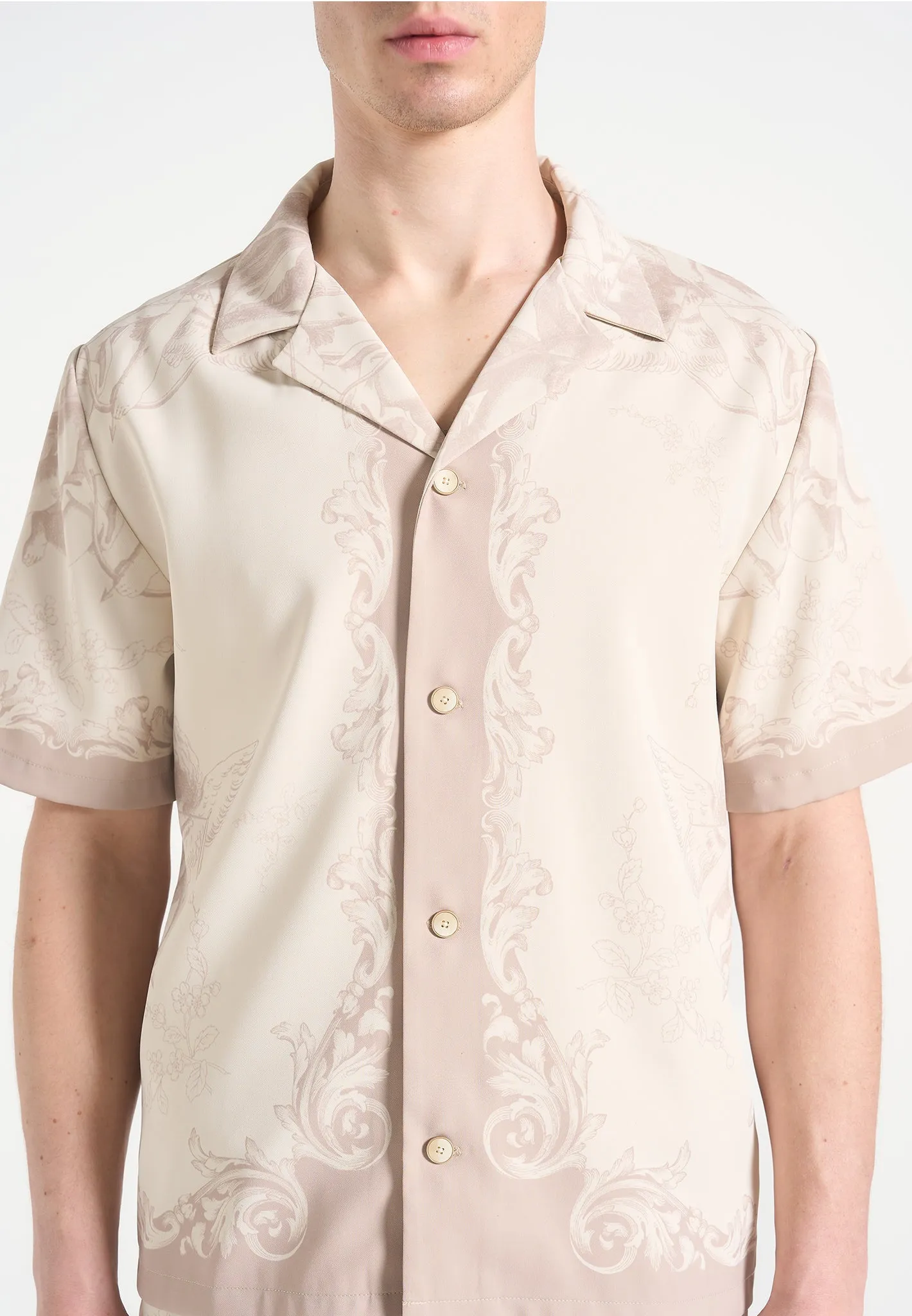 Marc - Signature Baroque Resort Shirt - Cream/Beige Anti Static Treatment AntiPillingTechnology