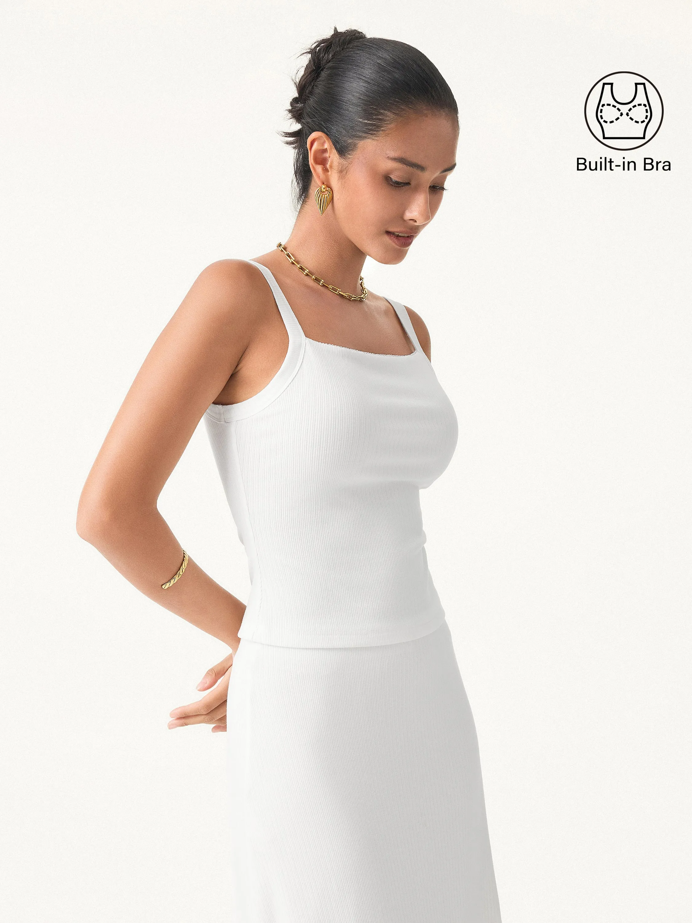 EasyCare Material Stretch Cotton Pointelle Wide Straps Brami Tank