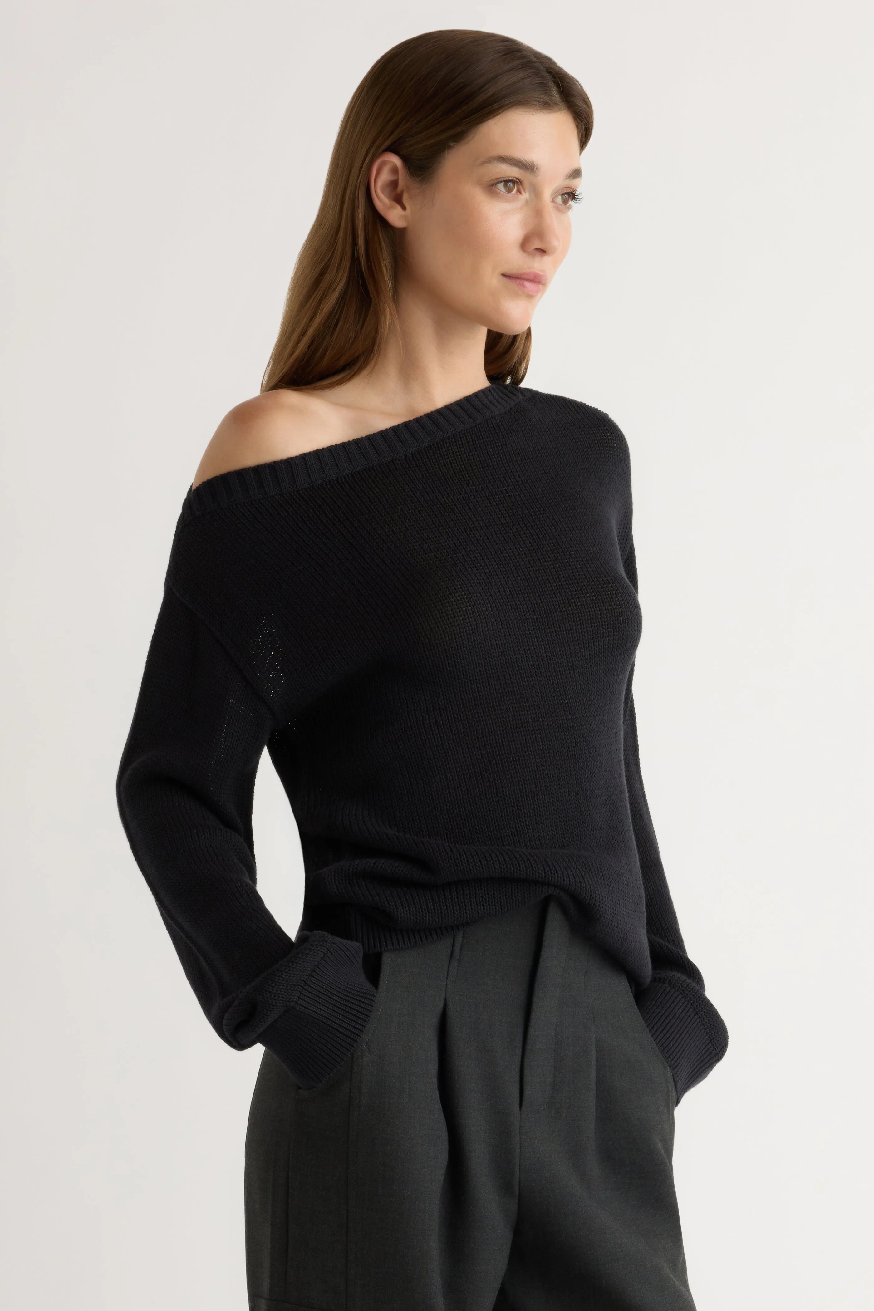 Winter Comfort Layer Issa Lightweight Off-Shoulder Sweater