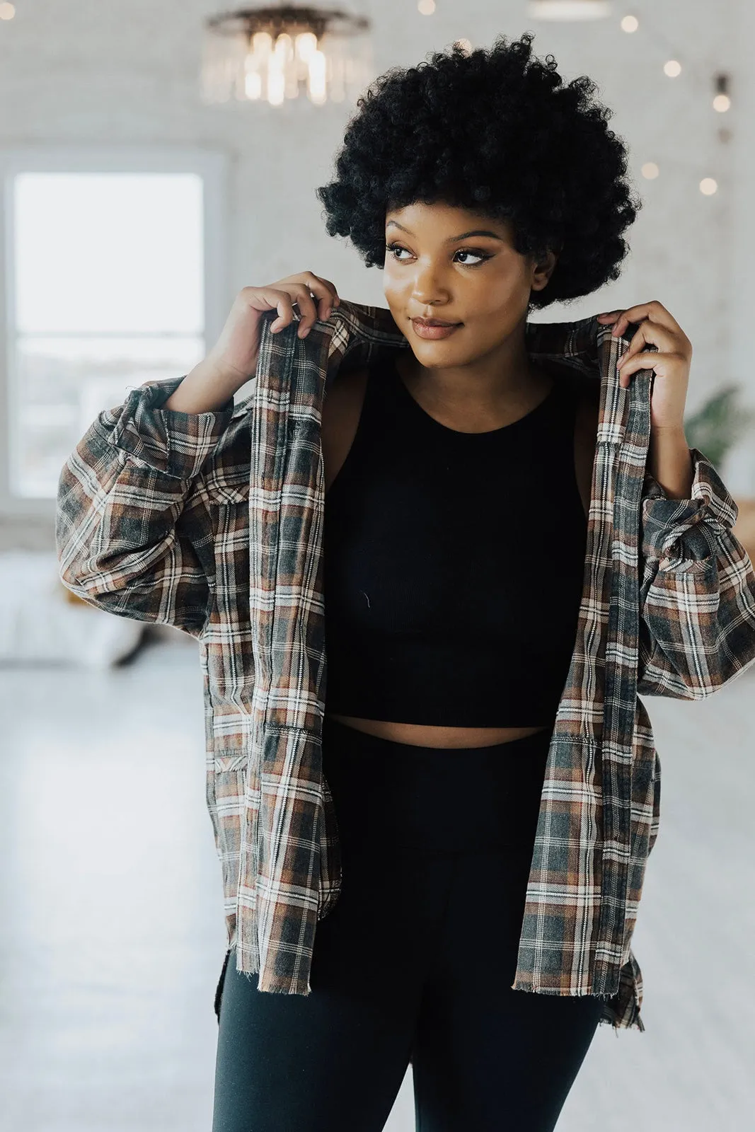 Fireside Mineral Washed Plaid Shirt Lux Collection - FINAL SALE Soft Sweater